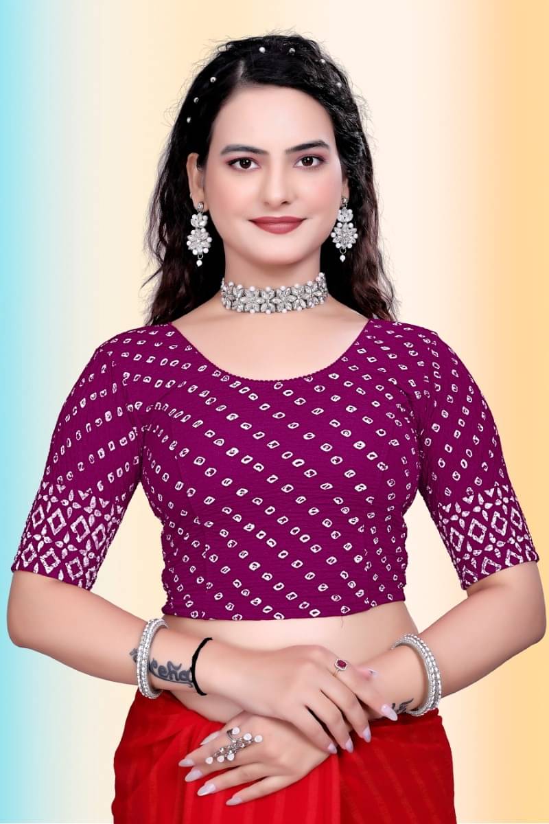     			TANISHM FEB TEX Wine Readymade without Pad Jacquard Women's Blouse ( Pack of 1 )