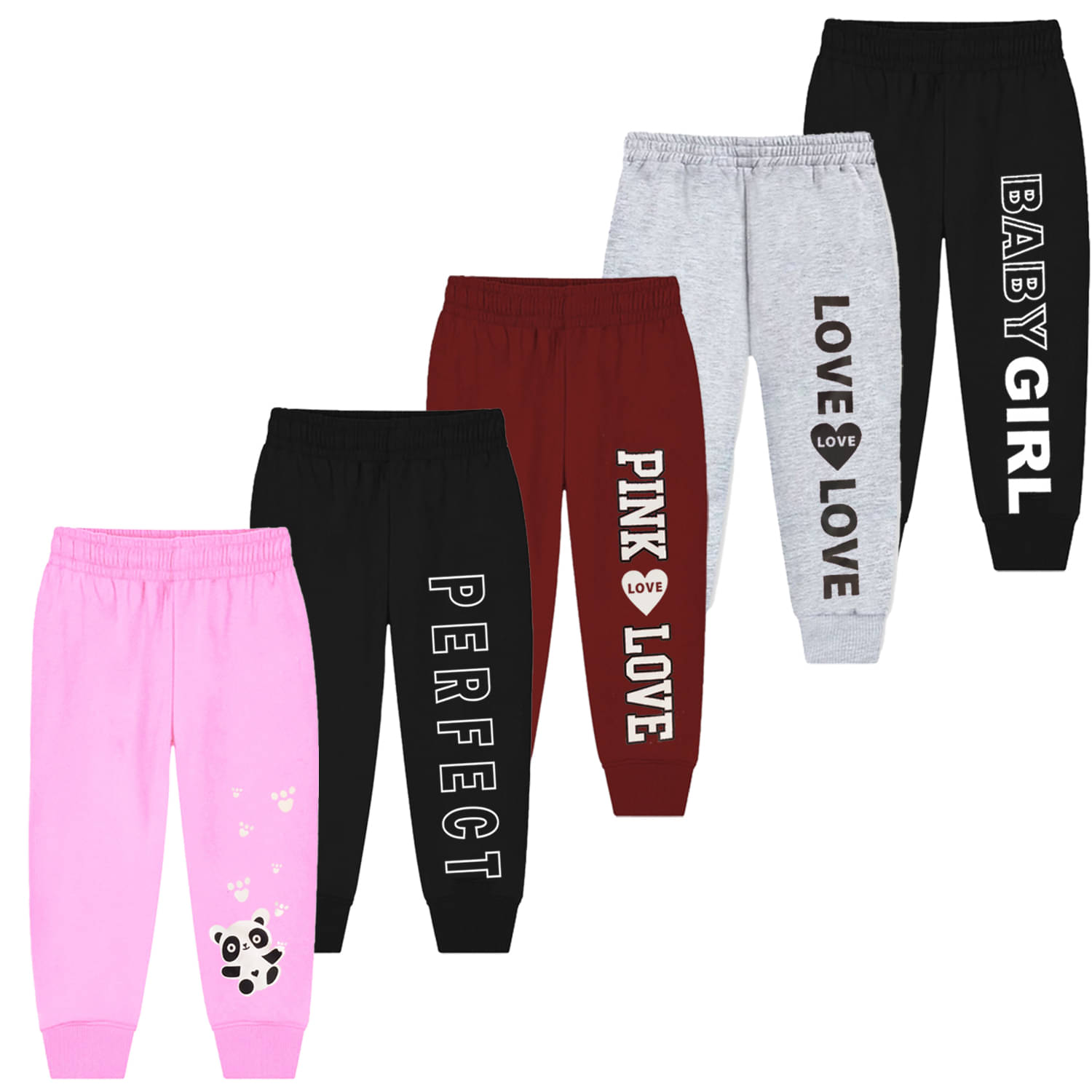     			TitTom Pack of 5 Girls Cotton Joggers ( Colors )