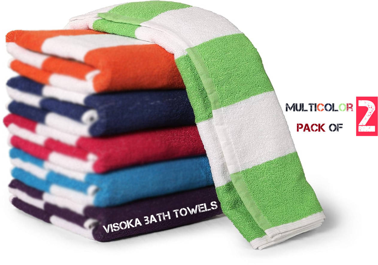     			VISOKA TEX Pack of 2 Cotton 325 -GSM Bath Towel ( Multicolor )