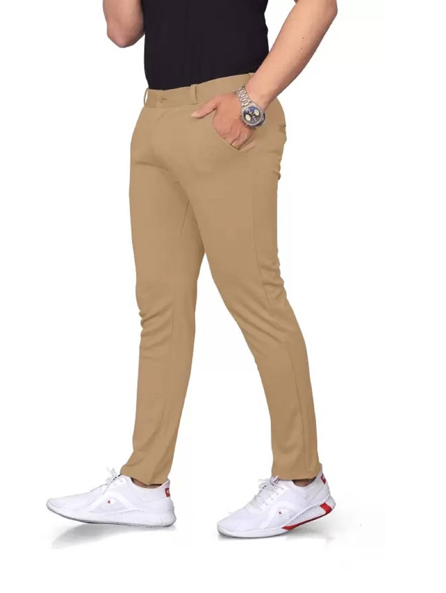     			Woozie Slim Flat Men's Formal Trouser - Khaki ( Pack of 1 )