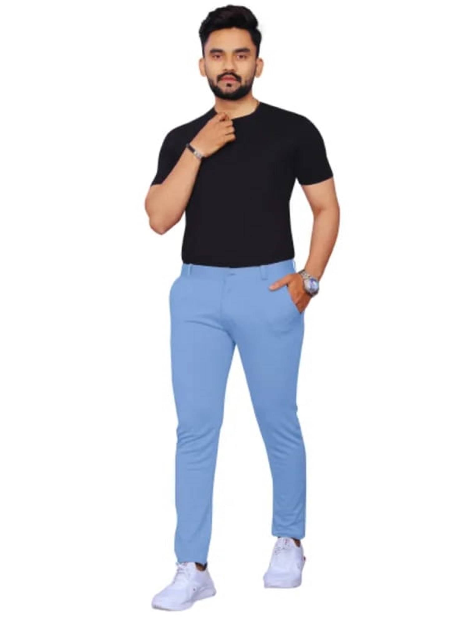     			Woozie Slim Flat Men's Trouser - Light Blue ( Pack of 1 )
