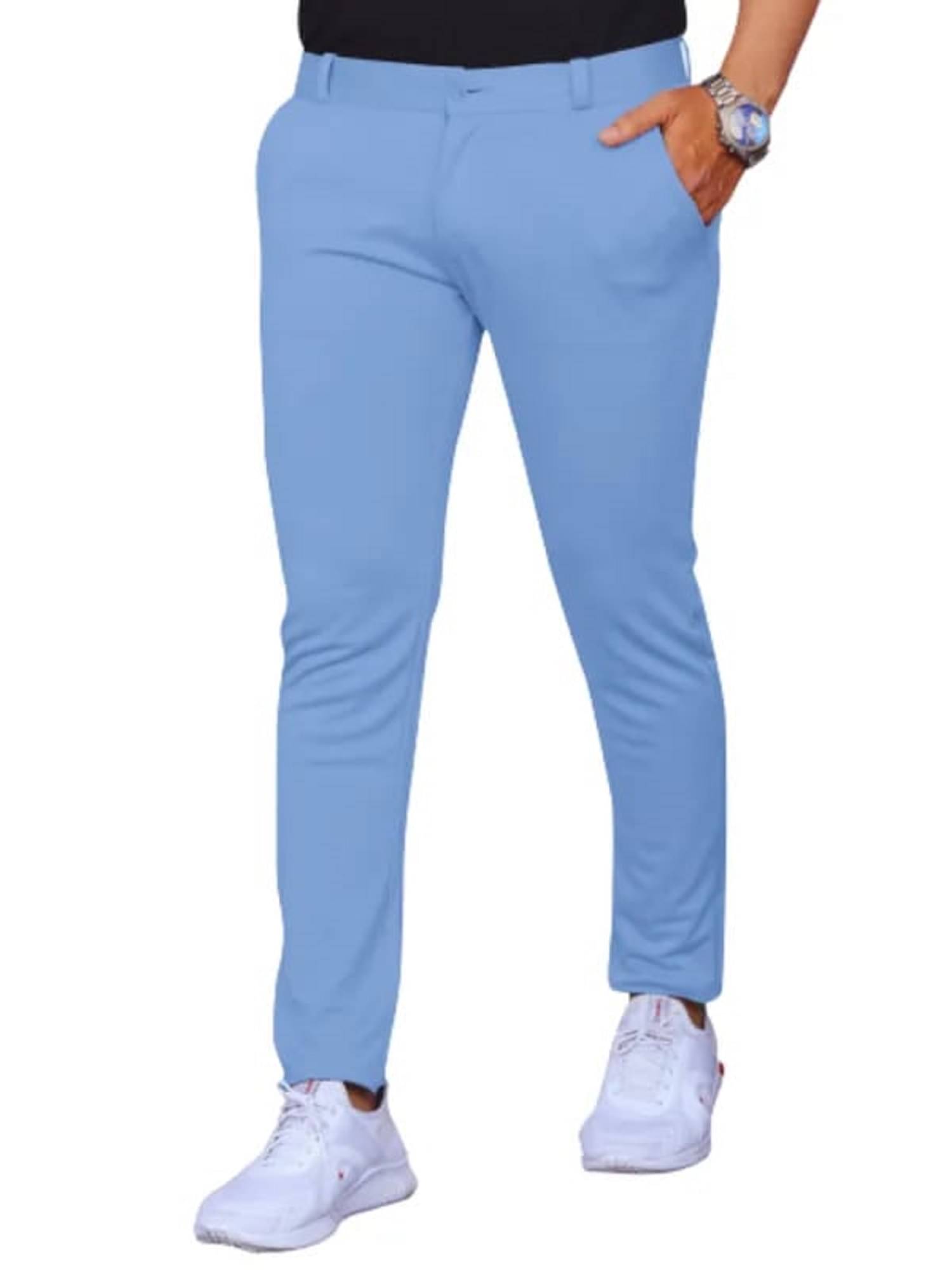     			Woozie Slim Flat Men's Formal Trouser - Light Blue ( Pack of 1 )
