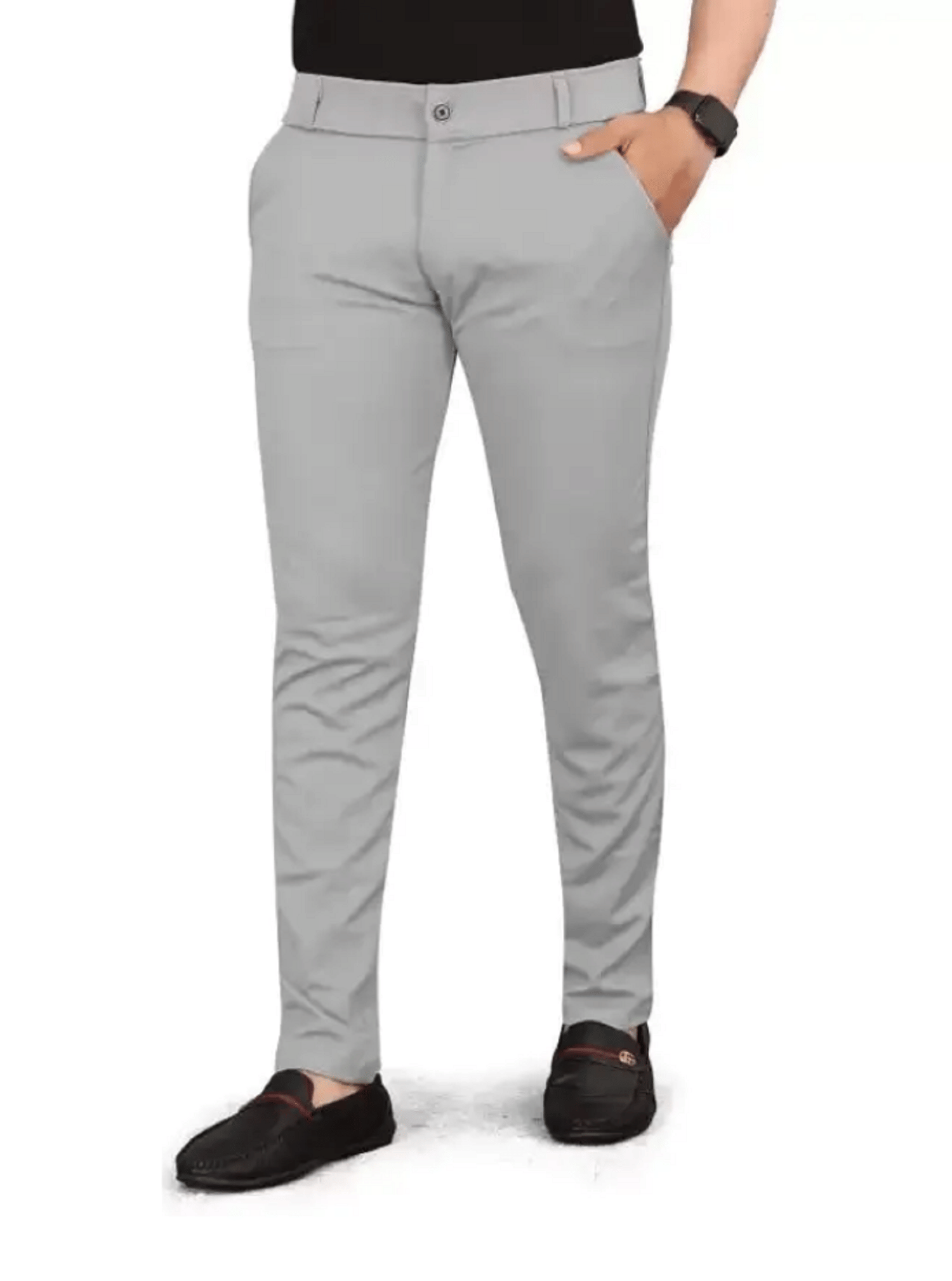     			Woozie Slim Flat Men's Formal Trouser - Grey ( Pack of 1 )