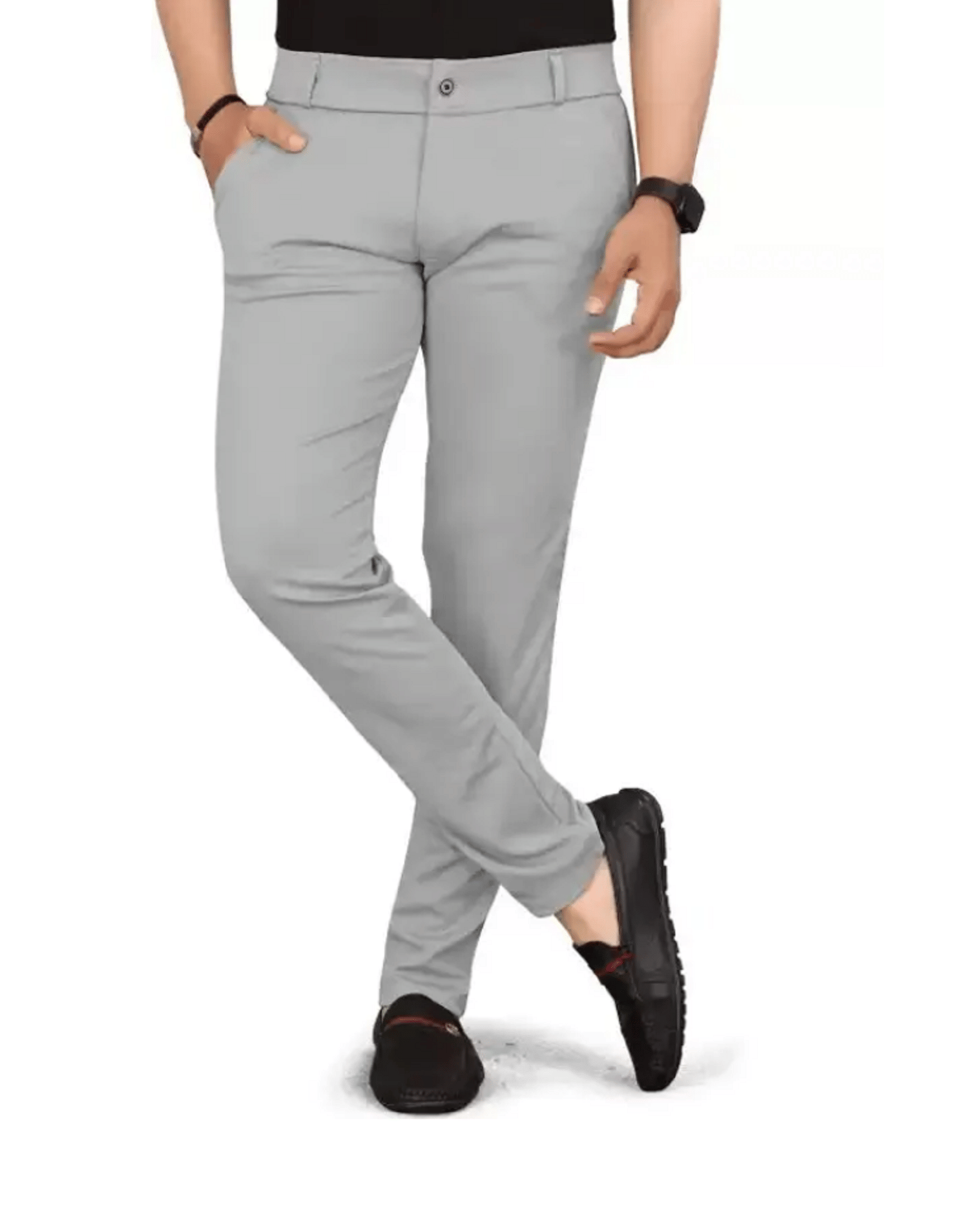     			Woozie Slim Flat Men's Chinos - Grey ( Pack of 1 )
