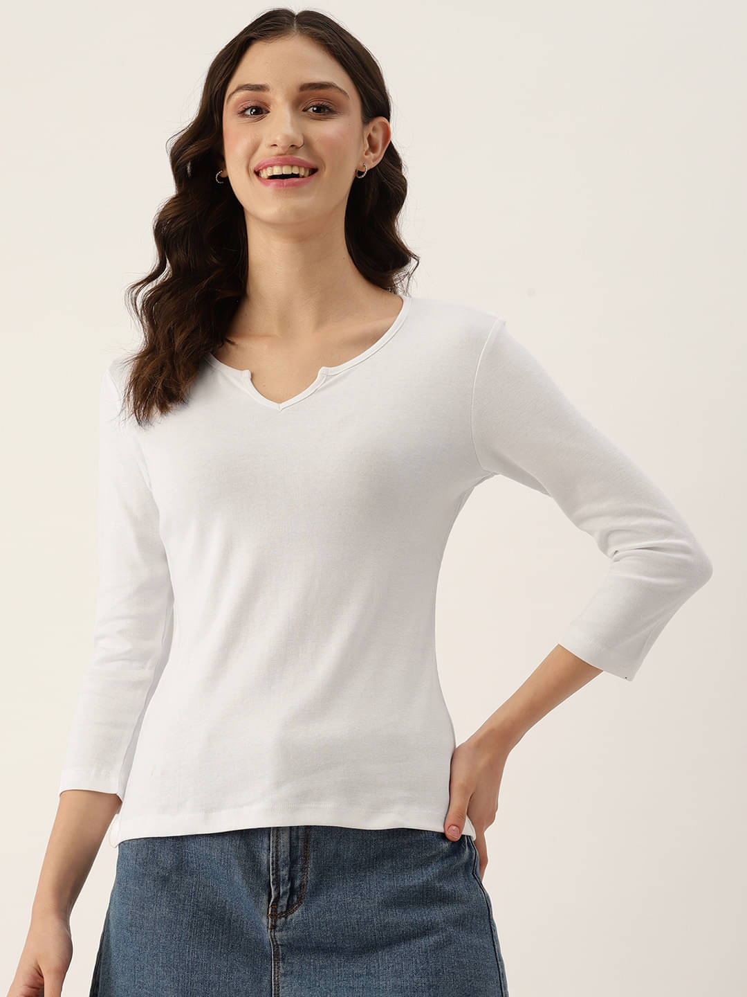     			femea Women's Cotton Regular Top ( White )