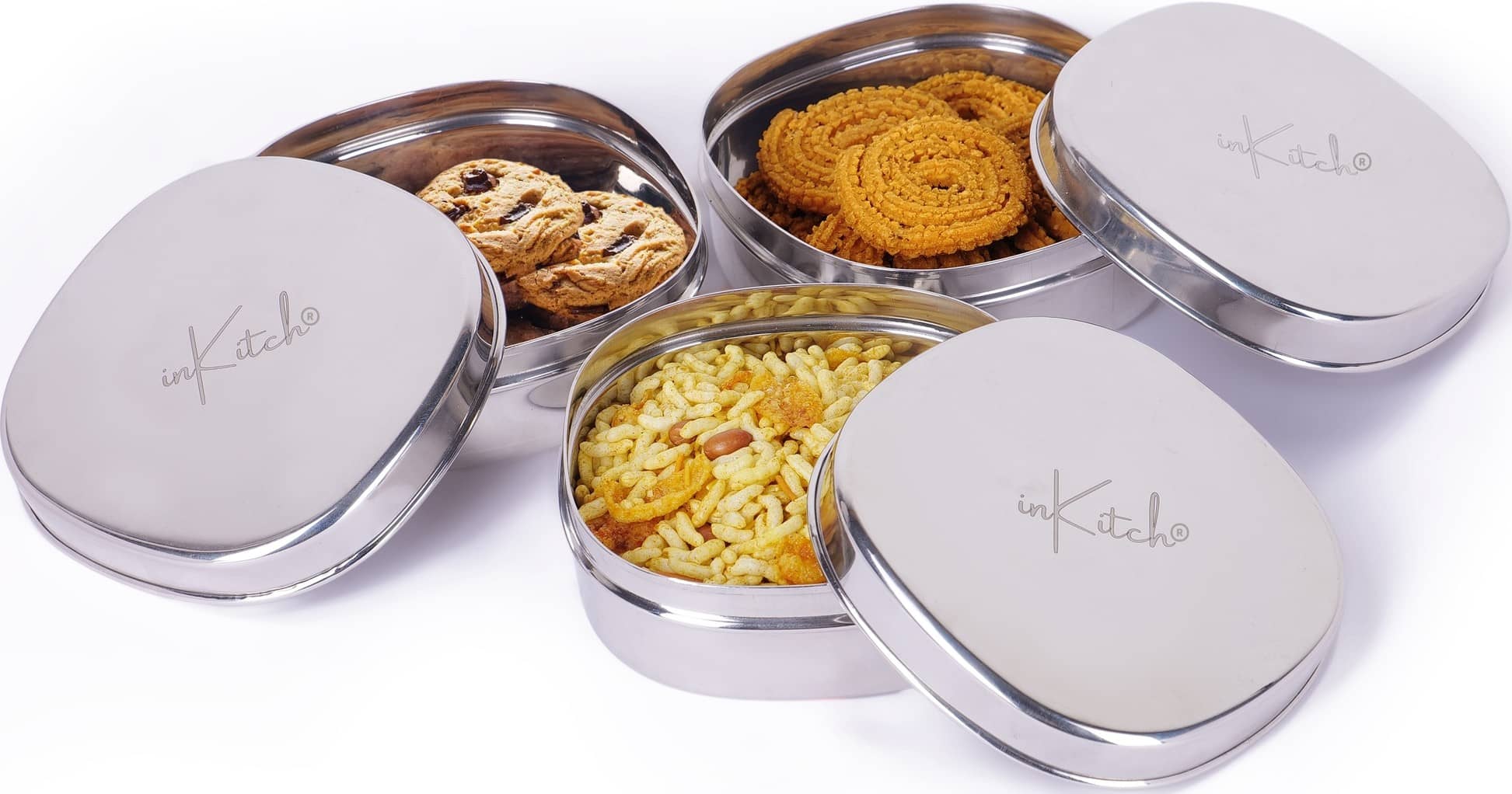 inKitch Square Container Steel Silver Multi-Purpose Container ( Set of 3 )