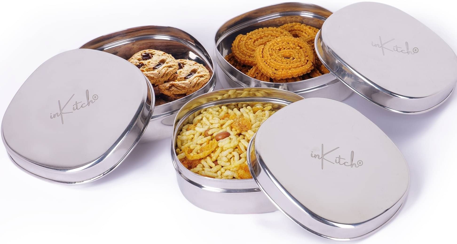 inKitch Square Container Steel Silver Multi-Purpose Container ( Set of 3 ) inKitch Square Container Steel Silver Multi-Purpose Container ( Set of 3 )