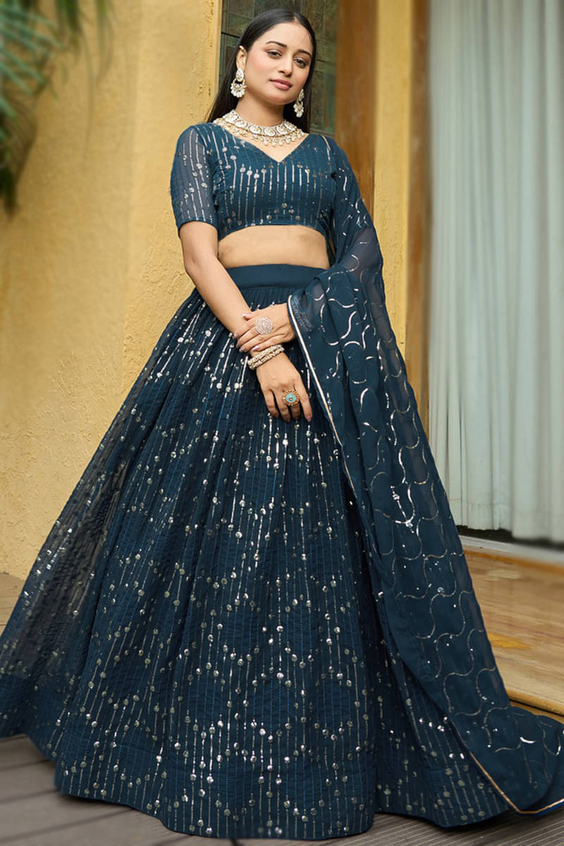 kedar fab Blue Georgette Circular Semi Stitched Lehenga Single     			kedar fab Blue Georgette Circular Semi Stitched Lehenga Single