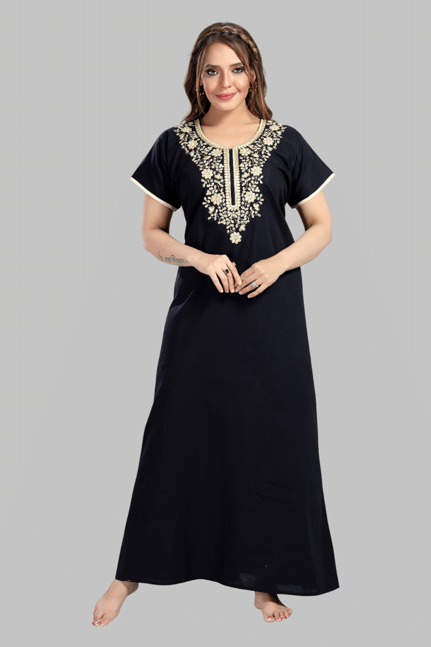     			BAILEY SELLS Black Cotton Women's Nightwear Nighty & Night Gowns ( Pack of 1 )