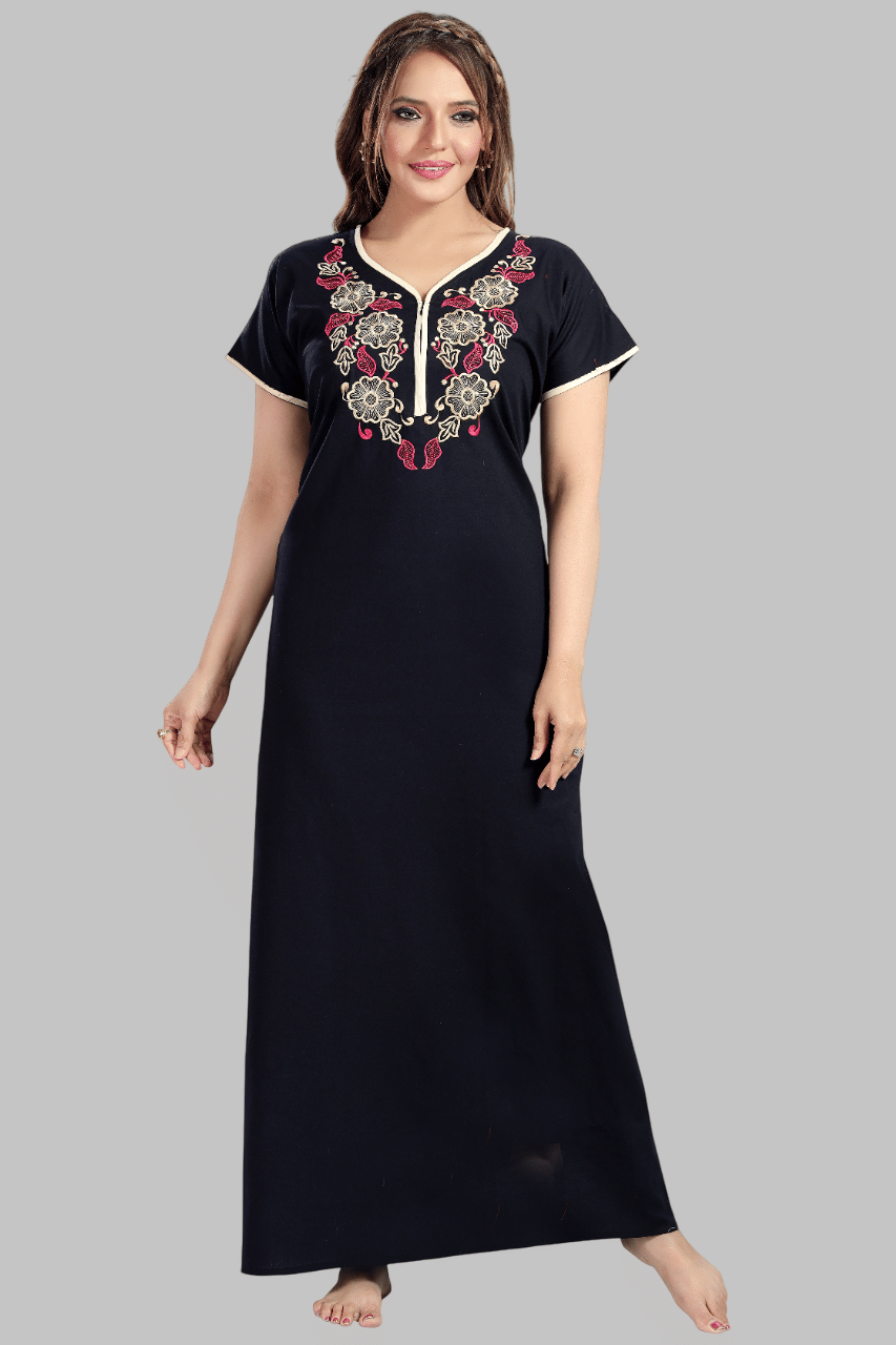    			BAILEY SELLS Black Cotton Women's Nightwear Nighty & Night Gowns ( Pack of 1 )