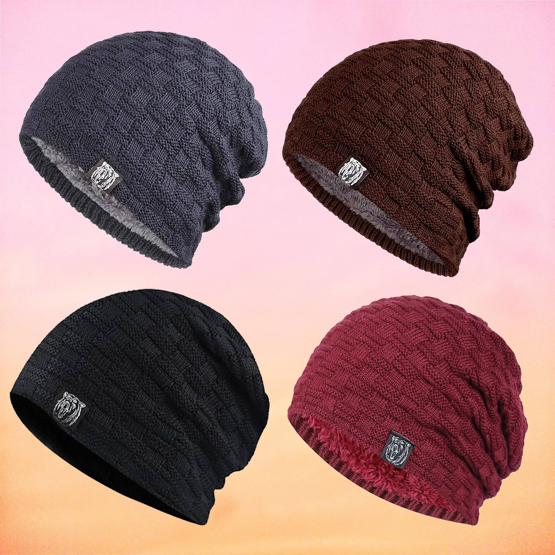 Babji Pack of 4 Woollen Men's Cap ( Grey ) Babji Pack of 4 Woollen Men's Cap ( Grey )