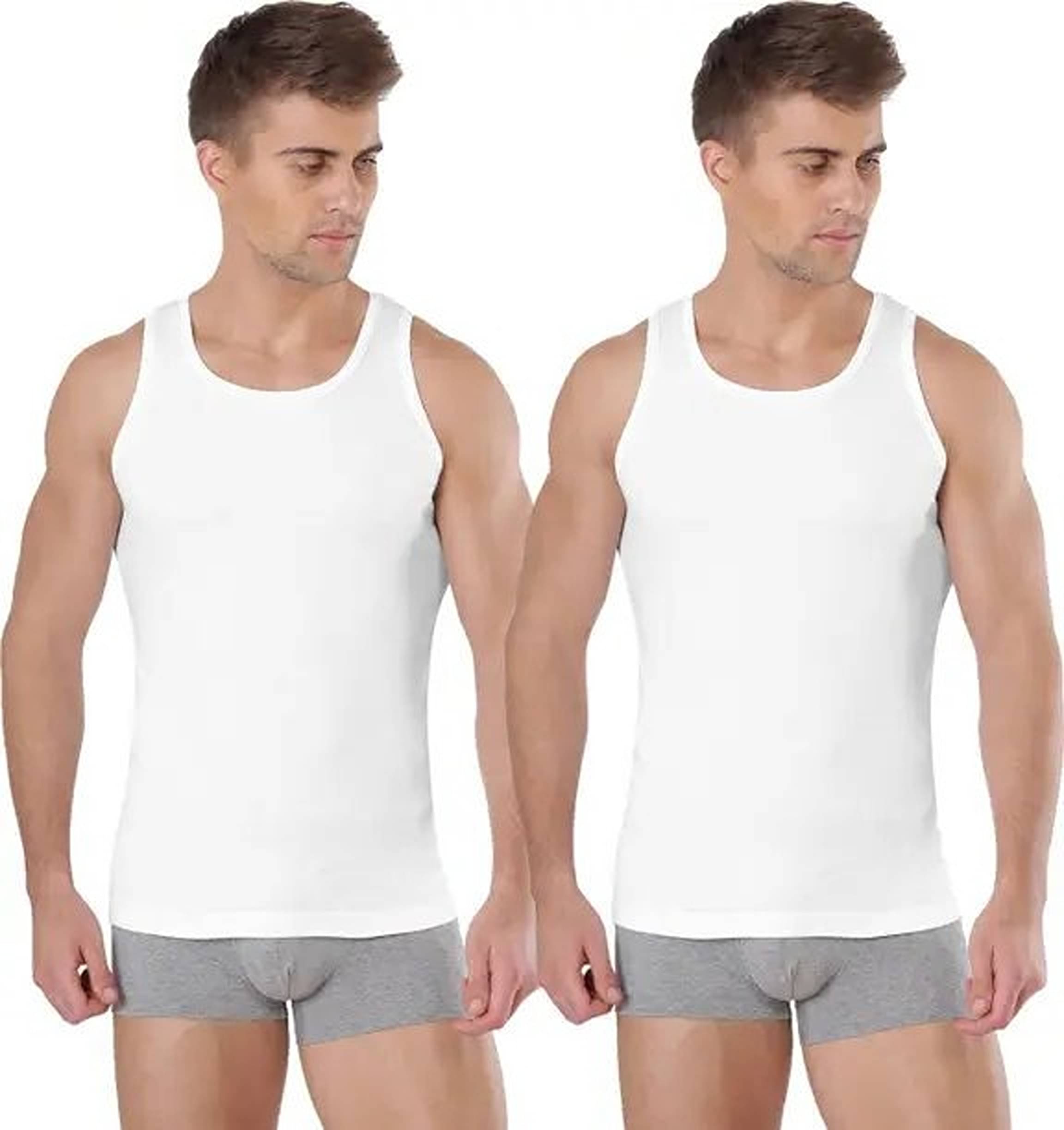     			CAVENDRES Pack of 2 Cotton Basic Vest For Men ( White )