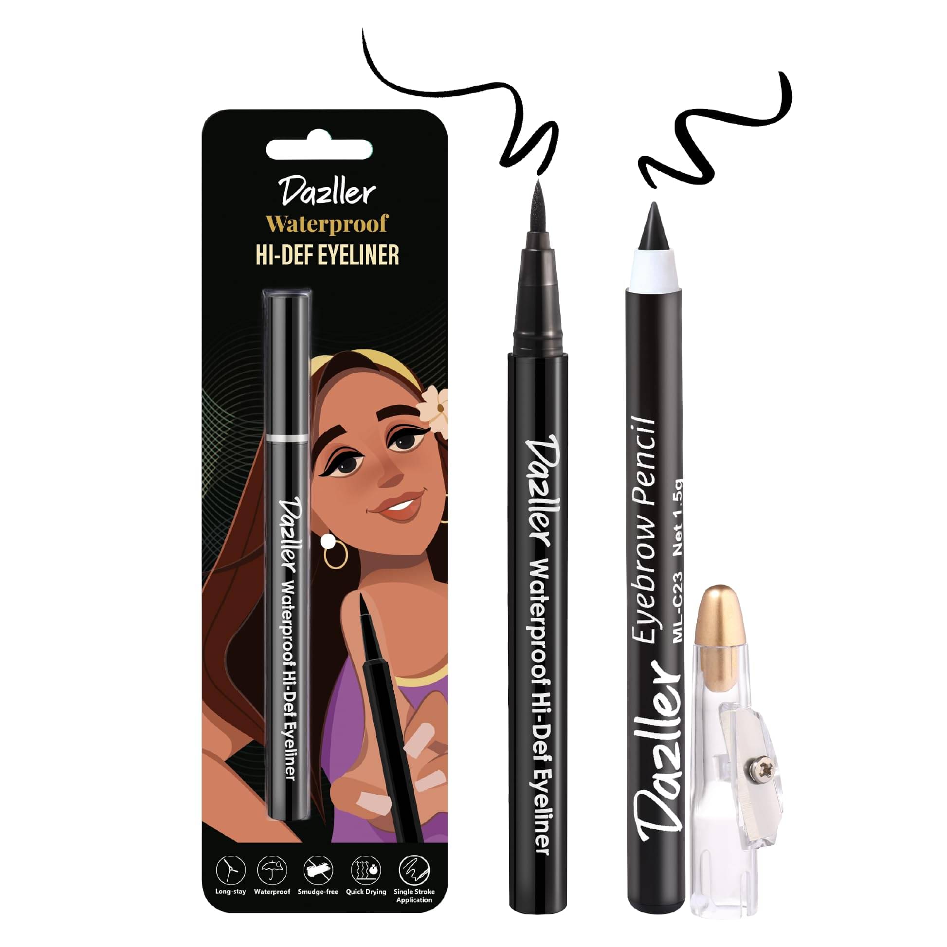     			Dazller Black Matte Eye Liner Gel ( Pack of 1 )