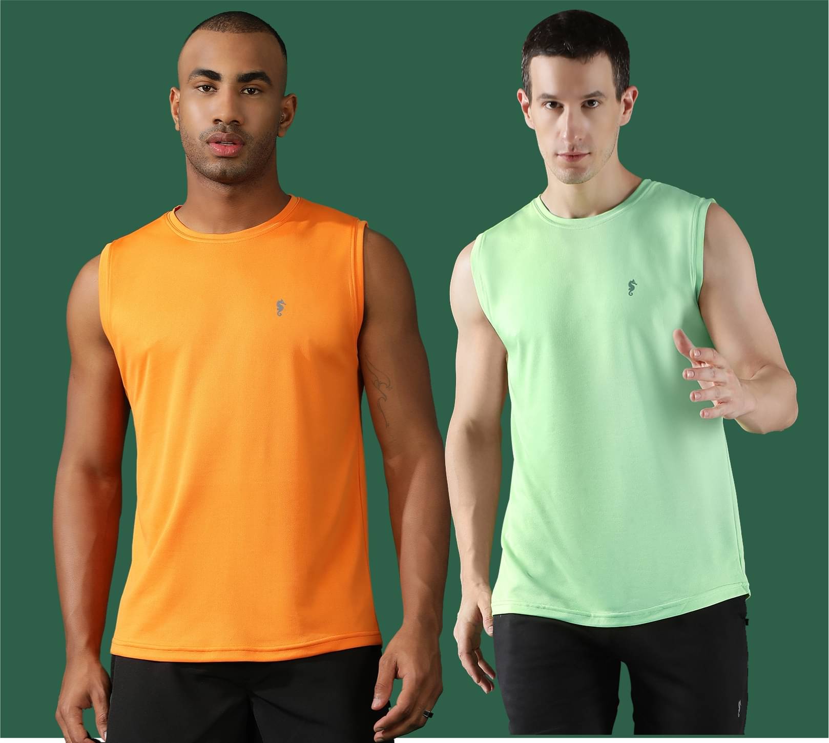     			EPPE Sea Green Polyester Slim Fit Men's Sports T-Shirt ( Pack of 2 )