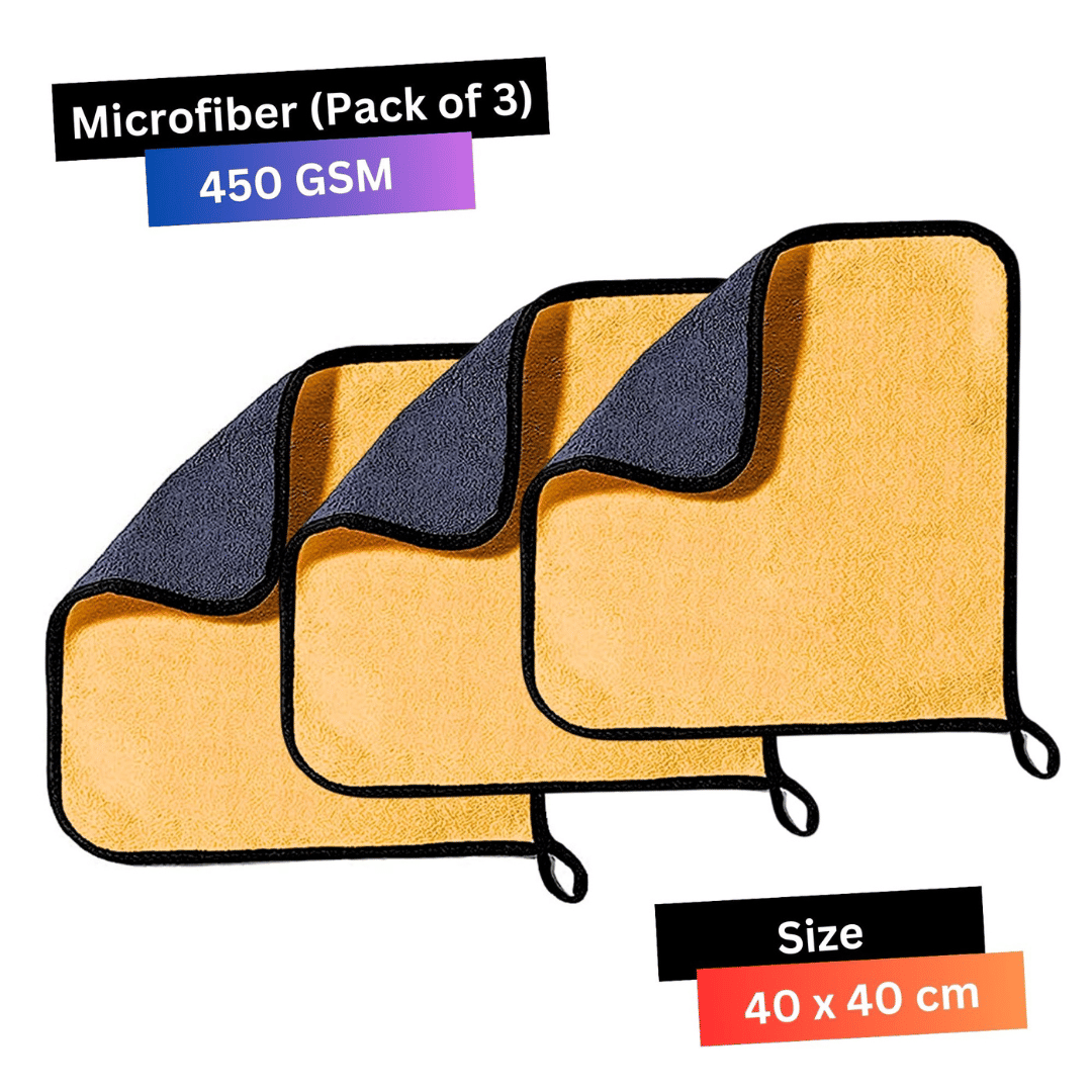     			Fibercozy Orange 450 GSM Microfiber Cloth For Automobile ( Pack of 3 )