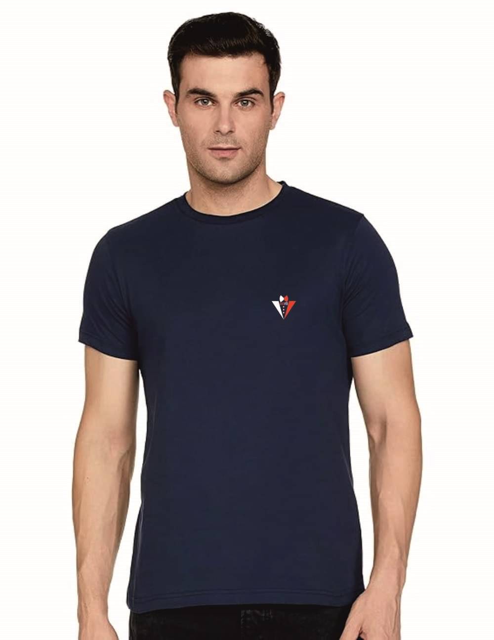     			GARBFEB Men Cotton Regular Fit Solid T-Shirt ( Blue )