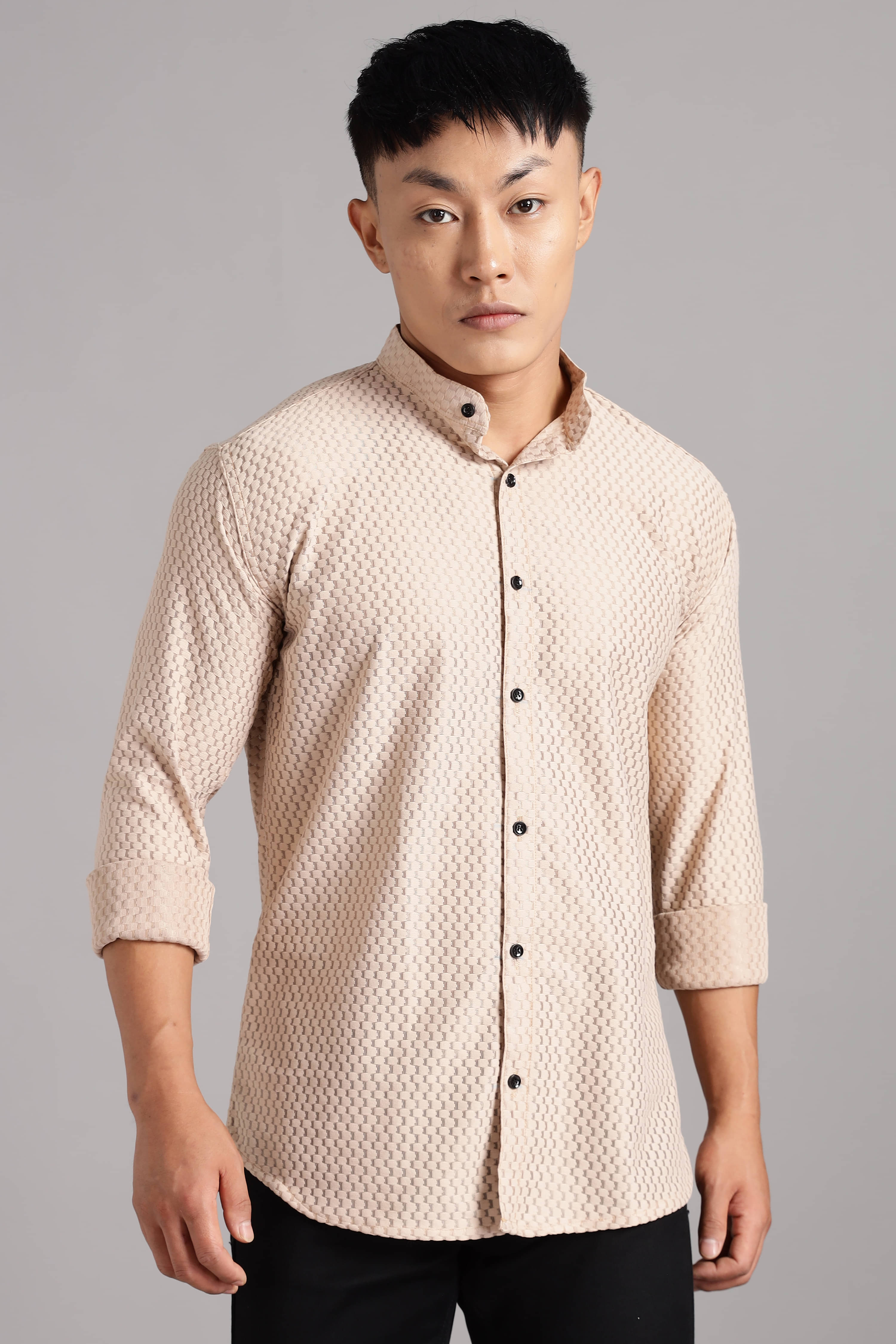     			HARPITA Linen Regular Fit Self Design Full Sleeves Men's Casual Shirt - Beige ( Pack of 1 )
