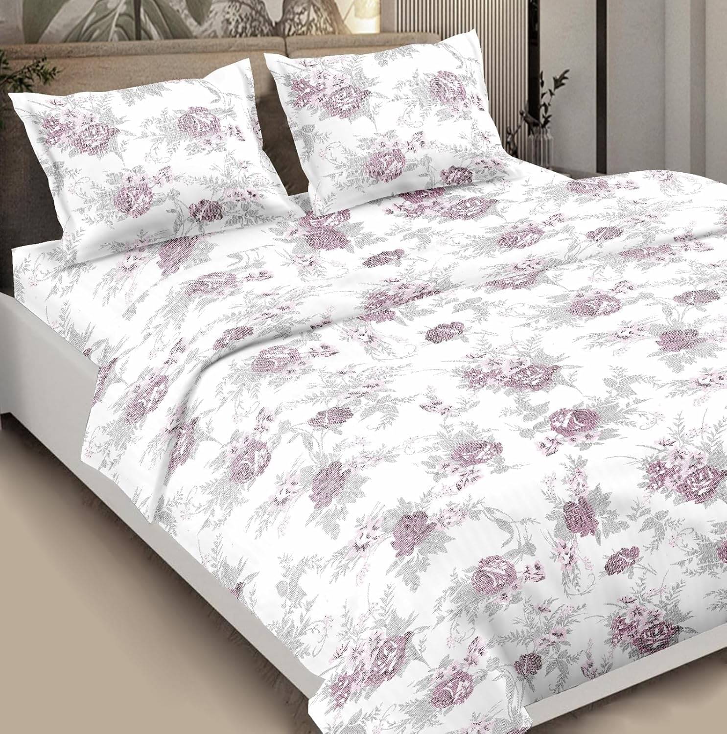 HONOR YOUR HOME Poly Cotton 1 Double Queen Bedsheet with 2 Pillow Covers ( Pink ) HONOR YOUR HOME Poly Cotton 1 Double Queen Bedsheet with 2 Pillow Covers ( Pink )
