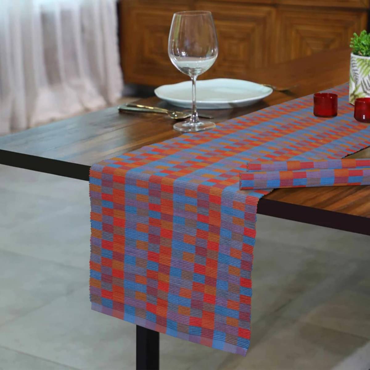     			Home Colors Cotton 2 Seater Table Runner ( 132 cm x 35 cm ) Set of 3 - Red