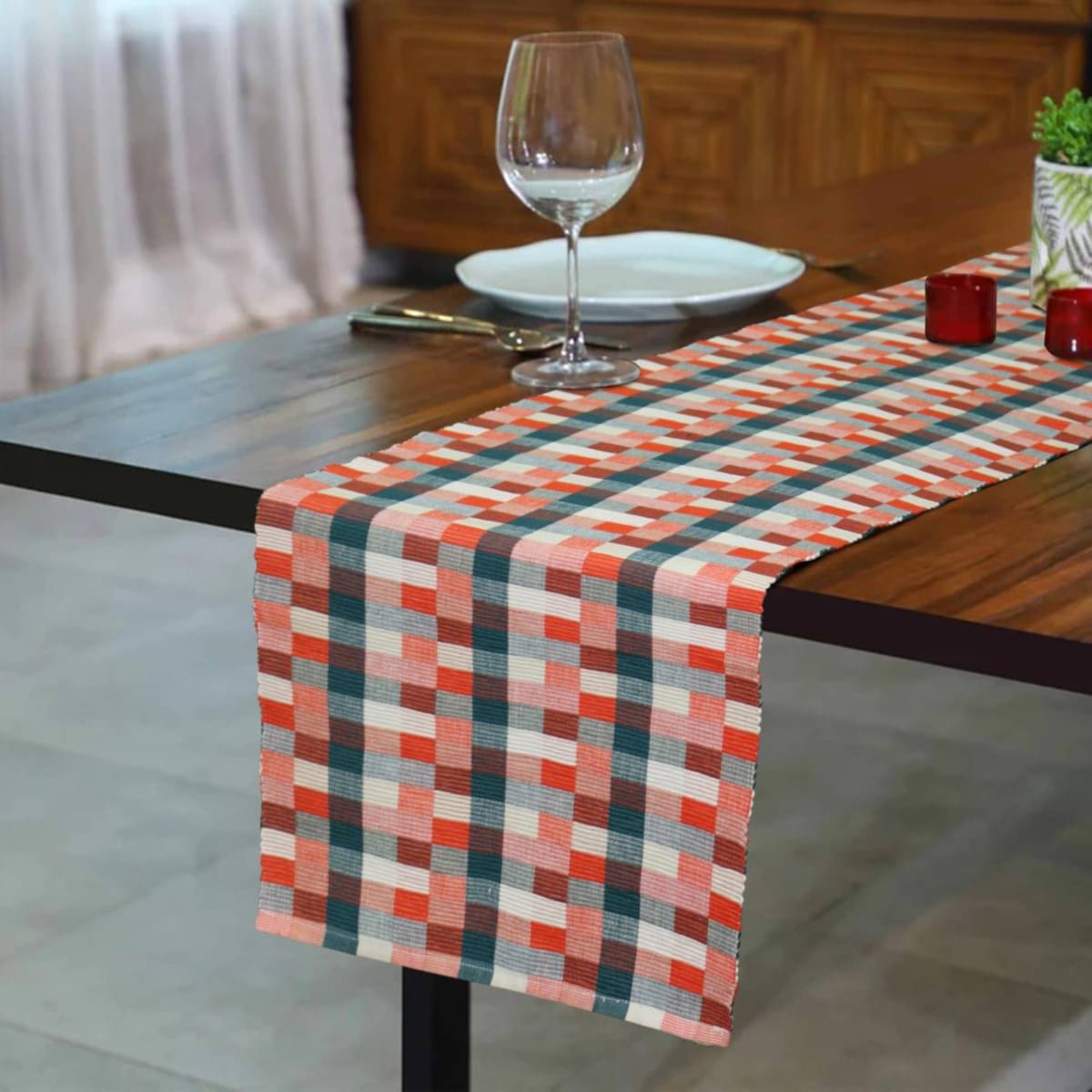 Home Colors Cotton 4 Seater Table Runner ( 132 cm x 35 cm ) Single - Orange Home Colors Cotton 4 Seater Table Runner ( 132 cm x 35 cm ) Single - Orange