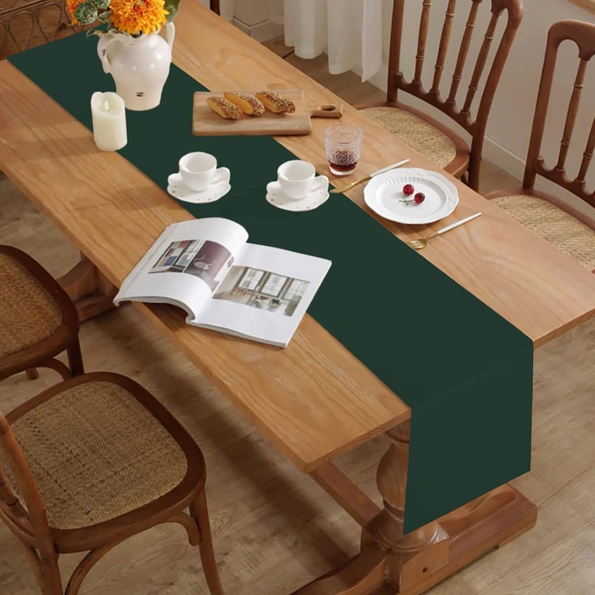 Home Colors Cotton 6 Seater Table Runner ( 183 cm x 35 cm ) Single - Green     			Home Colors Cotton 6 Seater Table Runner ( 183 cm x 35 cm ) Single - Green
