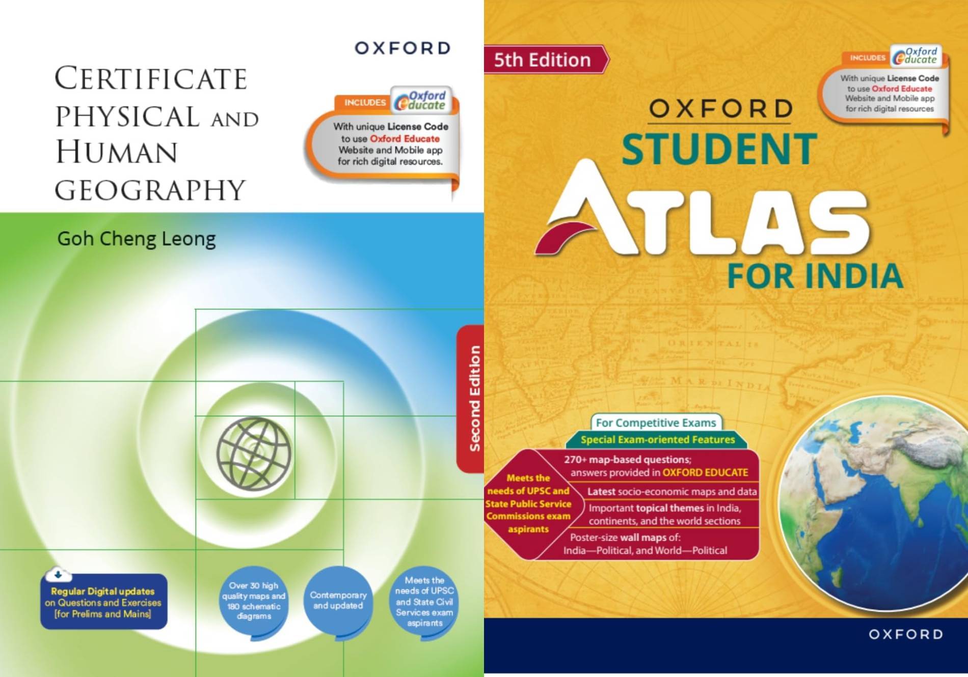 Oxford Student Atlas for India - 5th Edition + Certificate Physical and Human Geography - 2nd Edition - Combo Of 2 Books     			Oxford Student Atlas for India - 5th Edition + Certificate Physical and Human Geography - 2nd Edition - Combo Of 2 Books