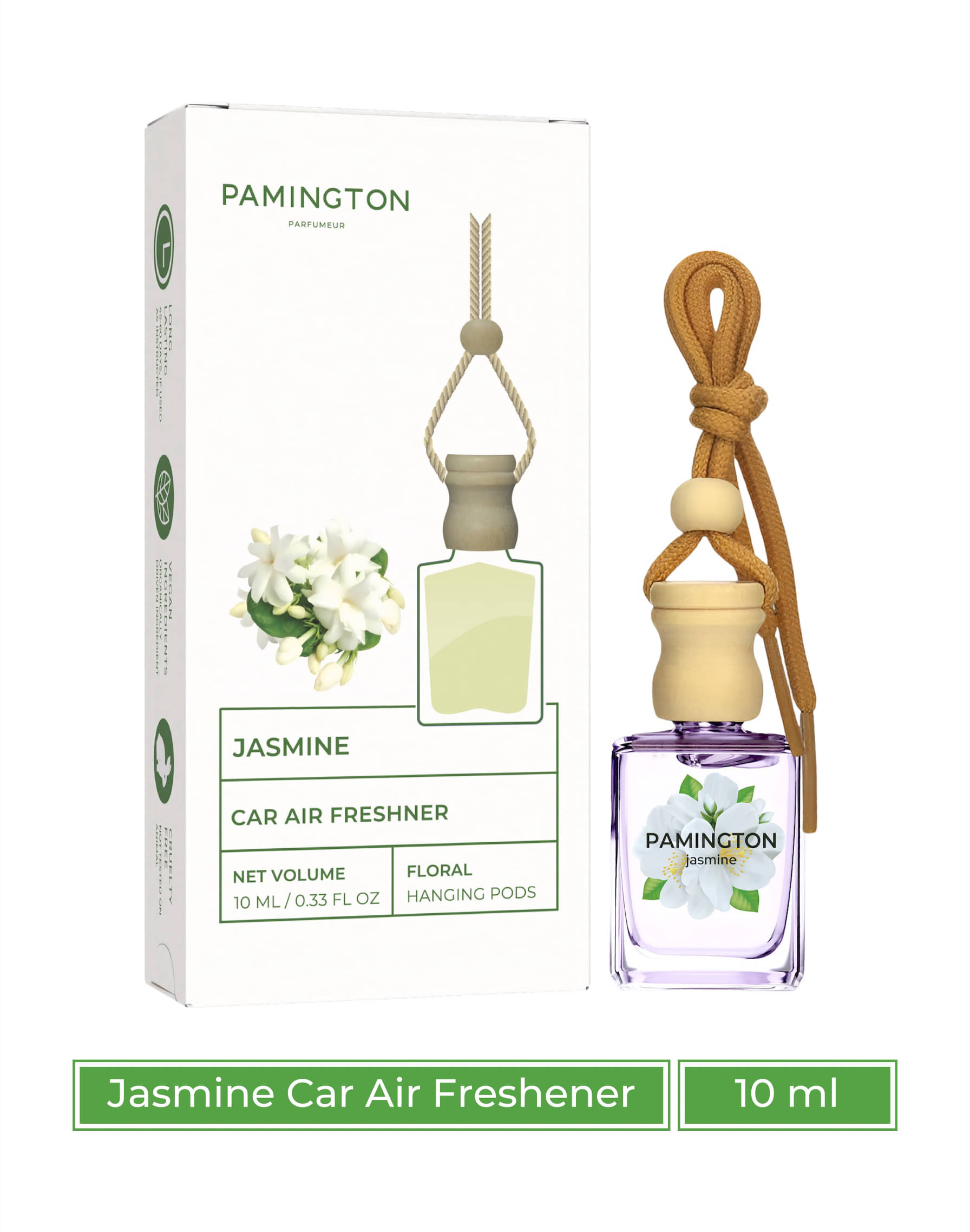     			PAMINGTON Jasmine Car Air Freshener | Car Perfume last upto 60 Days | IFRA Compliant Car Accessories | 10ml