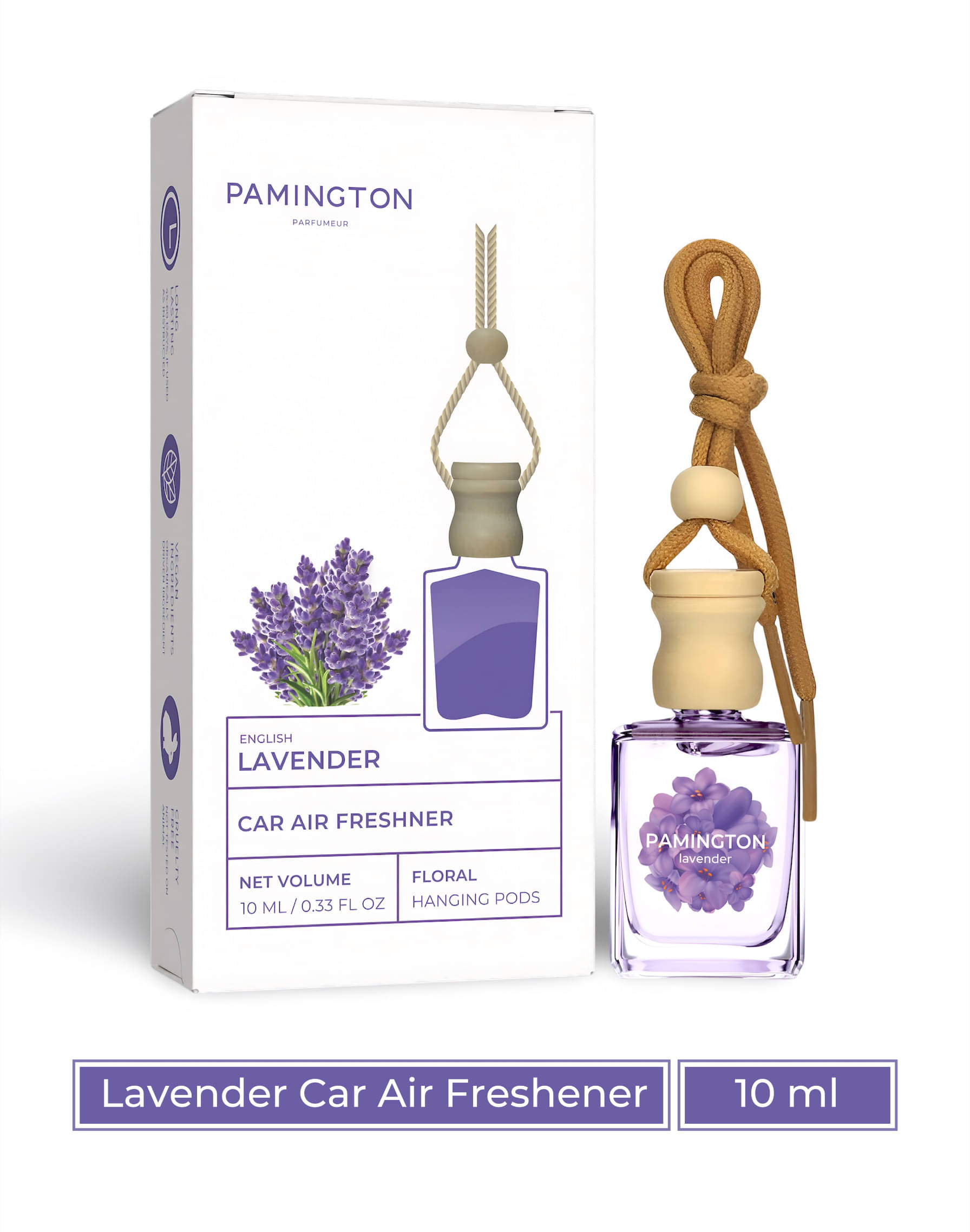     			PAMINGTON Lavender Car Air Freshener | Car Perfume last upto 60 Days | IFRA Compliant Car Accessories | 10ml