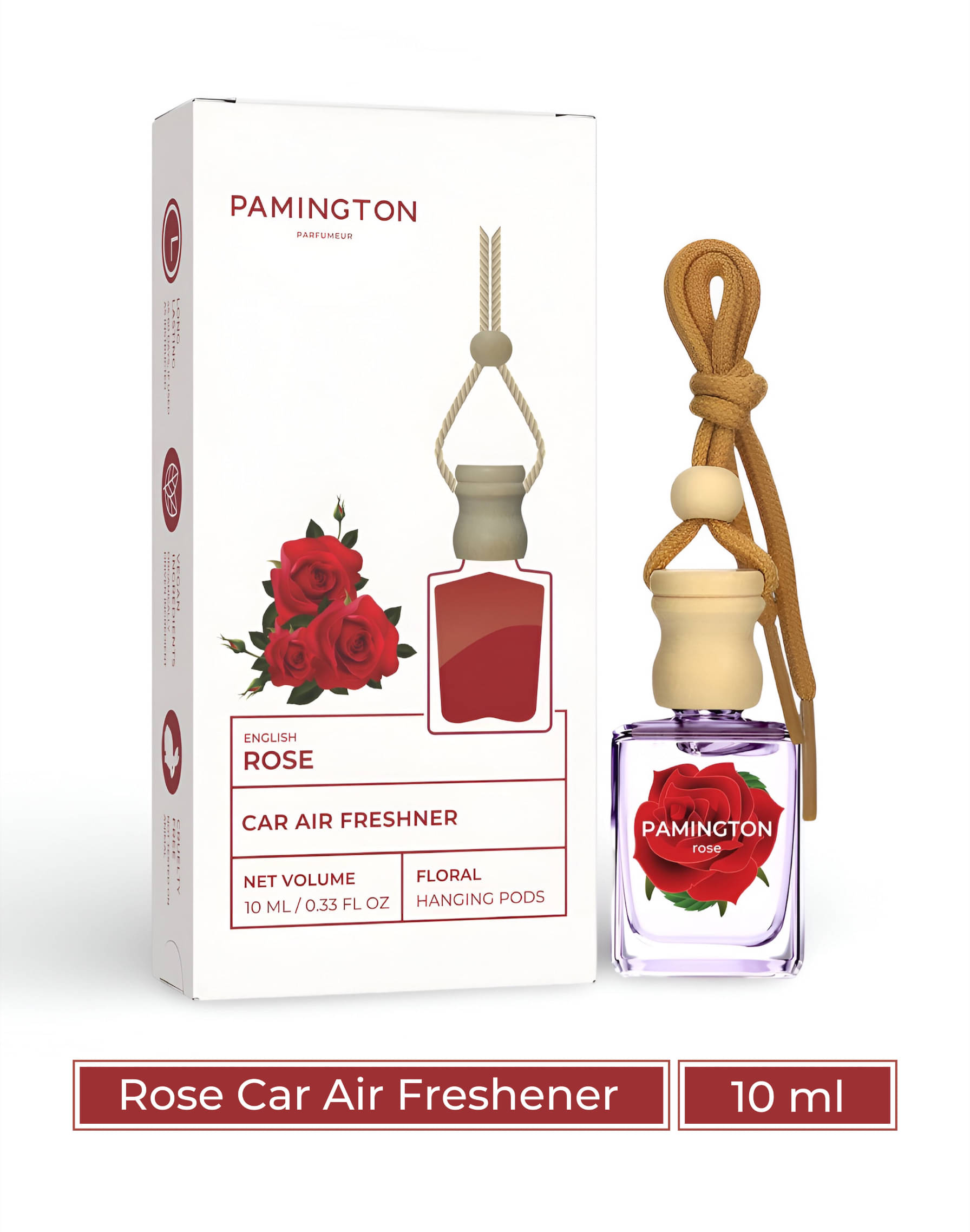 PAMINGTON Rose Car Air Freshener | Car Perfume last upto 60 Days | IFRA Compliant Car Accessories | 10ml PAMINGTON Rose Car Air Freshener | Car Perfume last upto 60 Days | IFRA Compliant Car Accessories | 10ml
