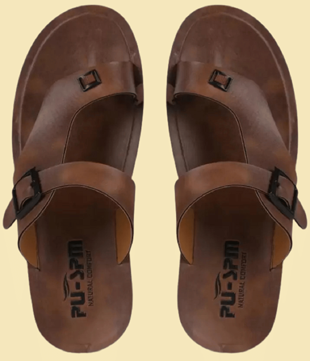     			PU-SPM Tan Men's Thong Flip Flop