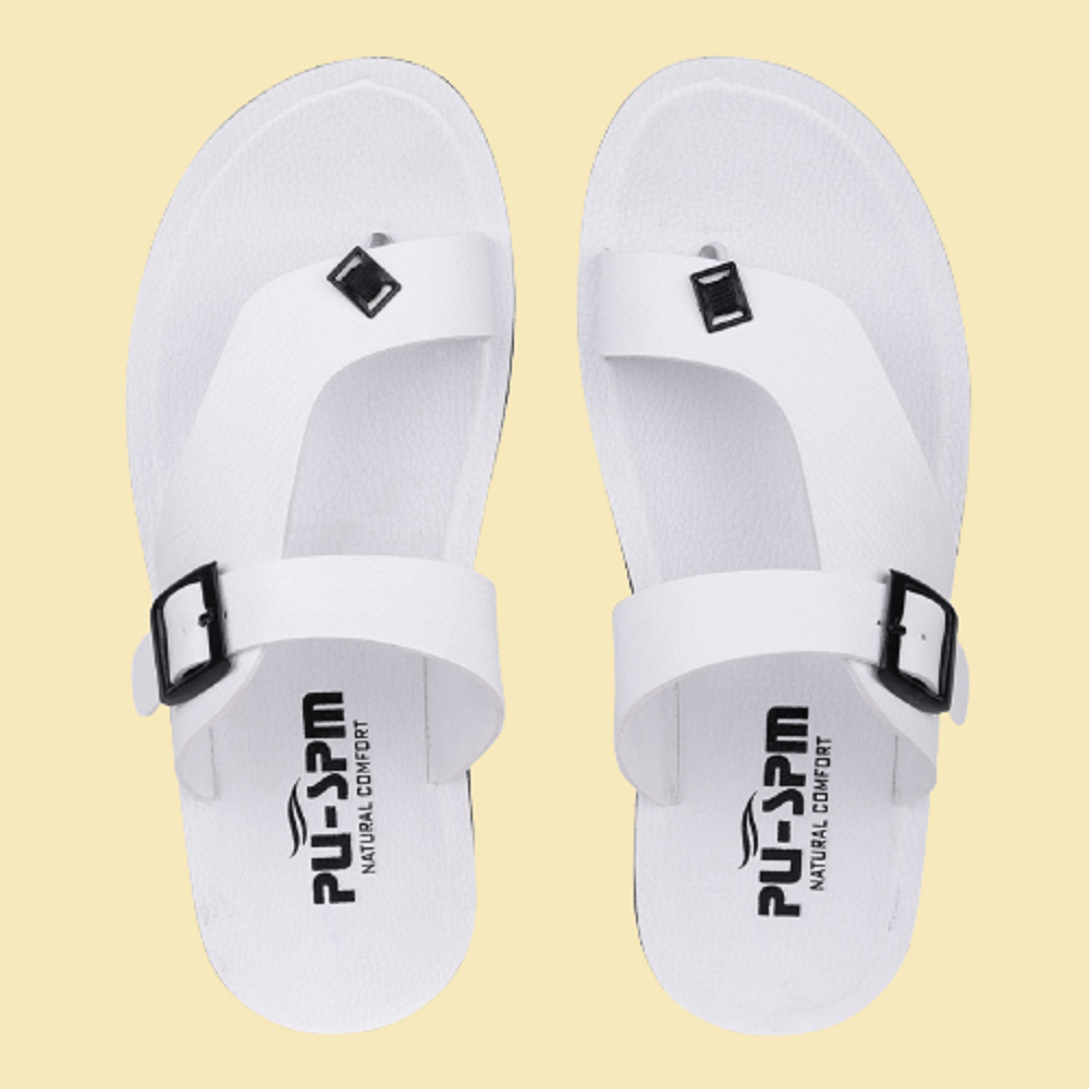     			PU-SPM White Men's Thong Flip Flop