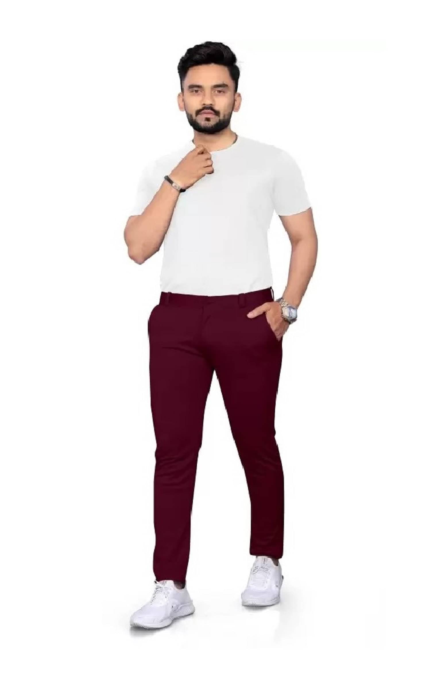     			REKHOLA Slim Flat Men's Formal Trouser - Maroon ( Pack of 1 )