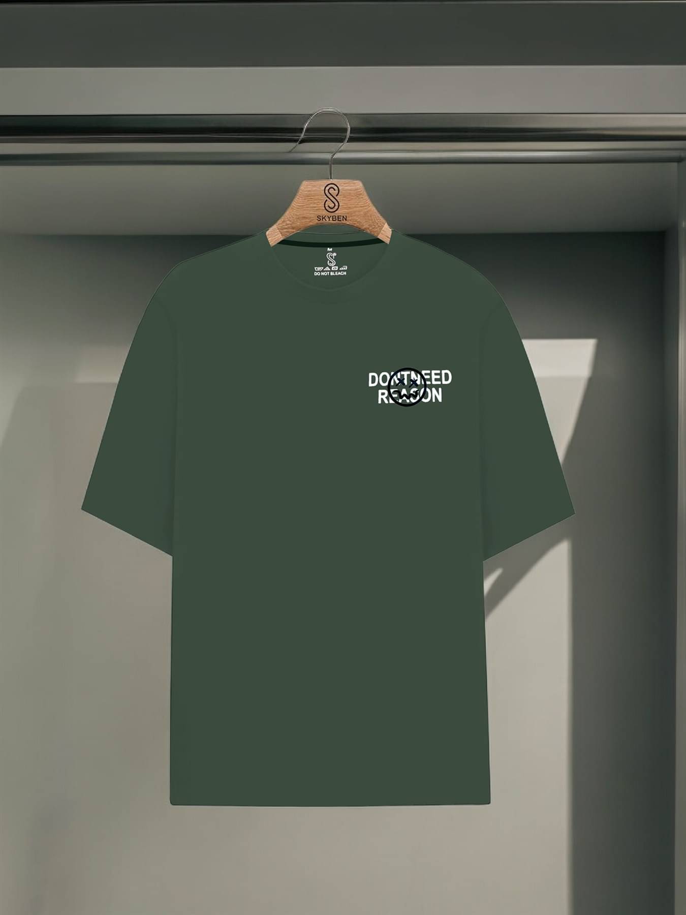     			SKYBEN Men Cotton Blend Regular Fit Printed T-Shirt ( Olive Green )