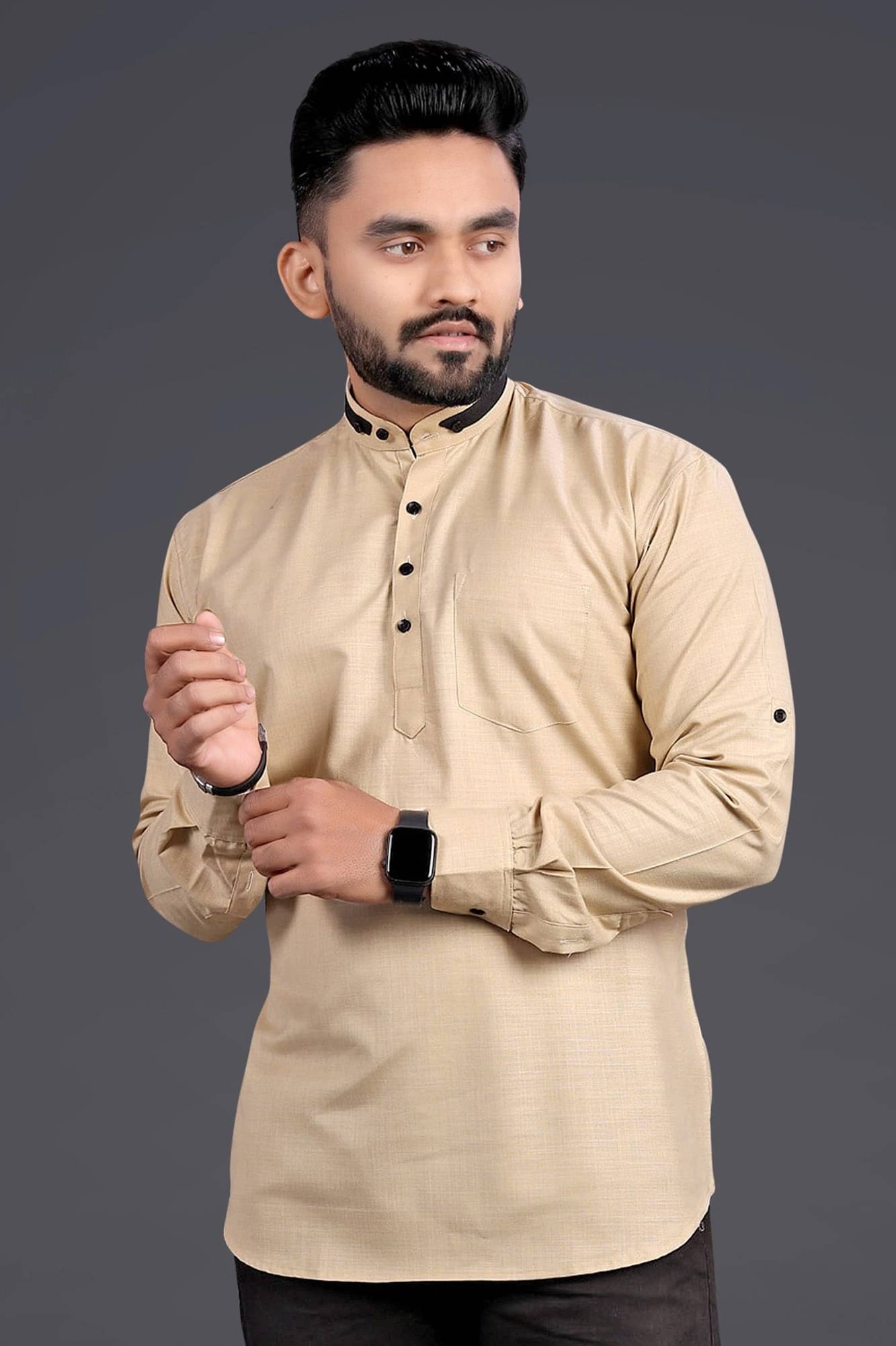     			SOPANI Beige Cotton Men's Regular Kurta ( Pack of 1 )