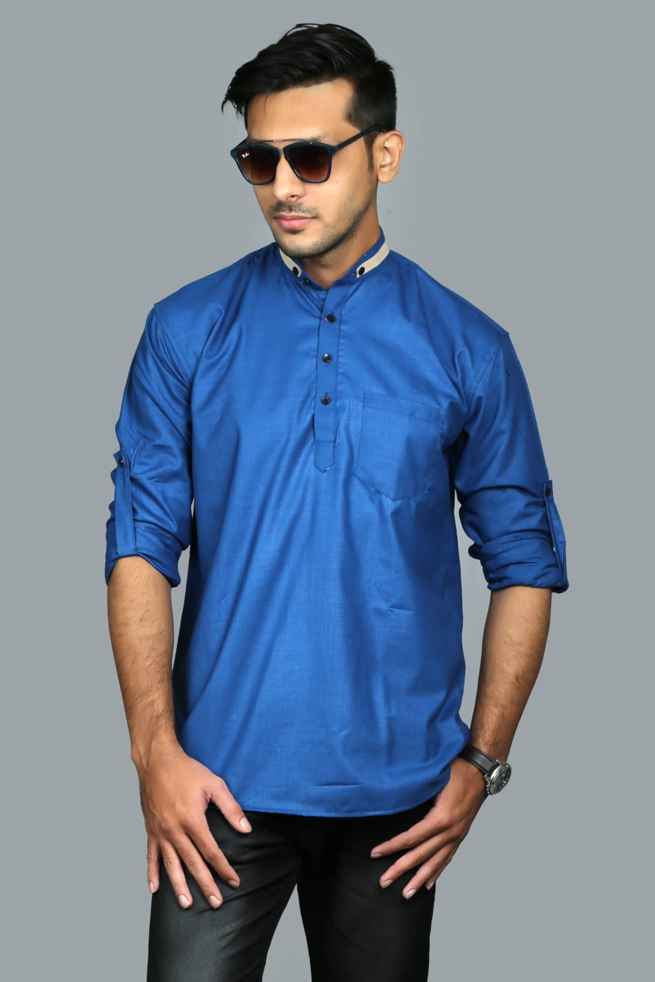 SOPANI Blue Cotton Men's Regular Kurta ( Pack of 1 ) SOPANI Blue Cotton Men's Regular Kurta ( Pack of 1 )