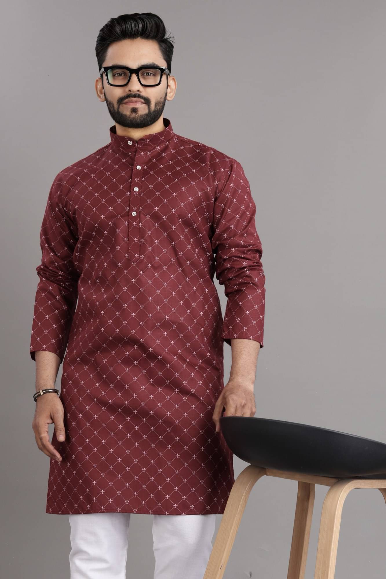 SOPANI Maroon Cotton Blend Men's Regular Kurta ( Pack of 1 ) SOPANI Maroon Cotton Blend Men's Regular Kurta ( Pack of 1 )