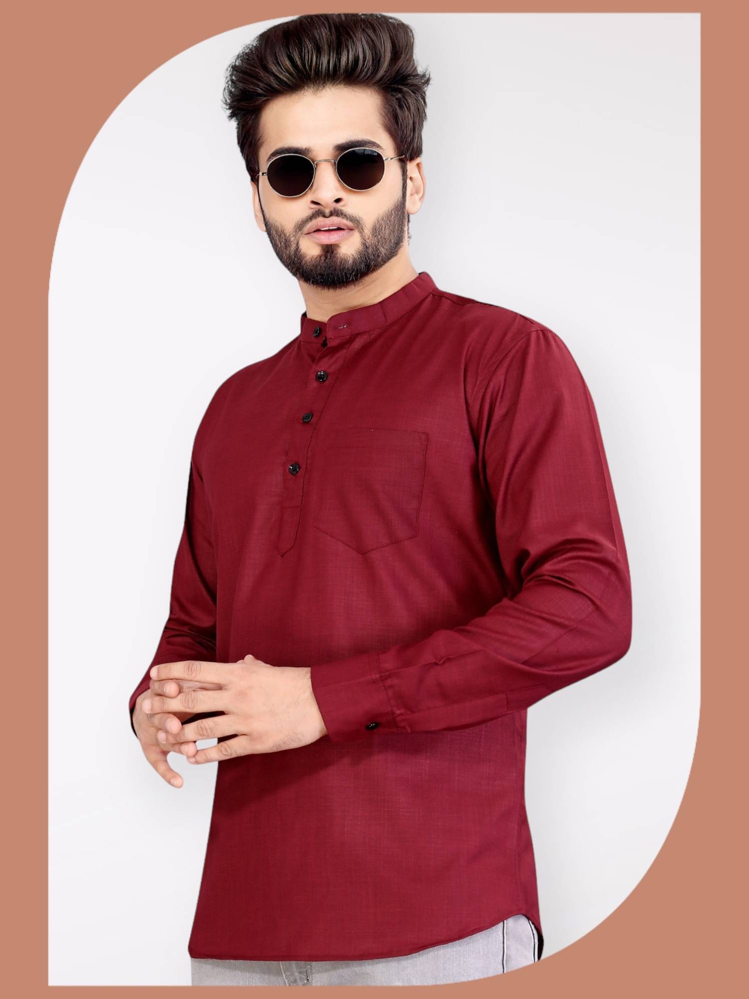 SOPANI Maroon Cotton Blend Men's Regular Kurta ( Pack of 1 ) SOPANI Maroon Cotton Blend Men's Regular Kurta ( Pack of 1 )