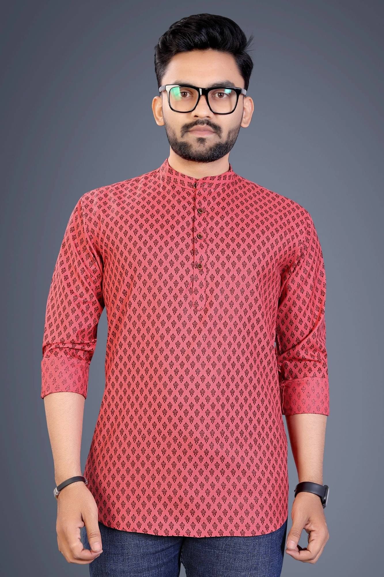 SOPANI Pink Cotton Blend Men's Regular Kurta ( Pack of 1 ) SOPANI Pink Cotton Blend Men's Regular Kurta ( Pack of 1 )