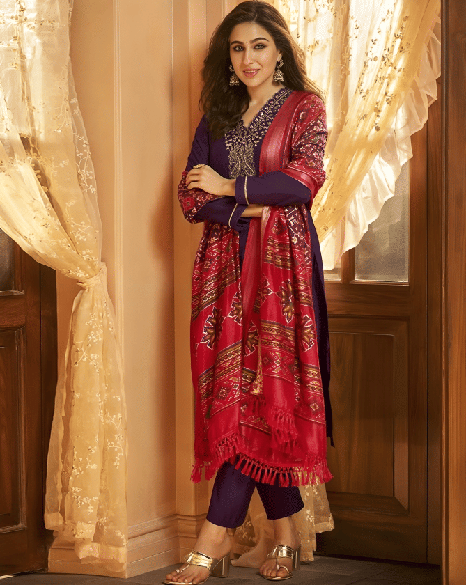 STAVROZ FASHION Women Cotton Silk Embroidered Straight Kurti With Salwar ( Beige ) STAVROZ FASHION Women Cotton Silk Embroidered Straight Kurti With Salwar ( Beige )