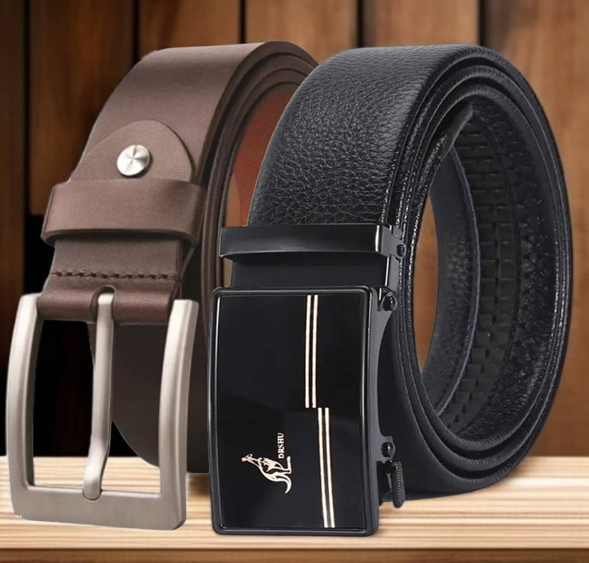 SUNSHOPPING - Multi Leather Men's Formal Belt ( Pack of 2 ) SUNSHOPPING - Multi Leather Men's Formal Belt ( Pack of 2 )
