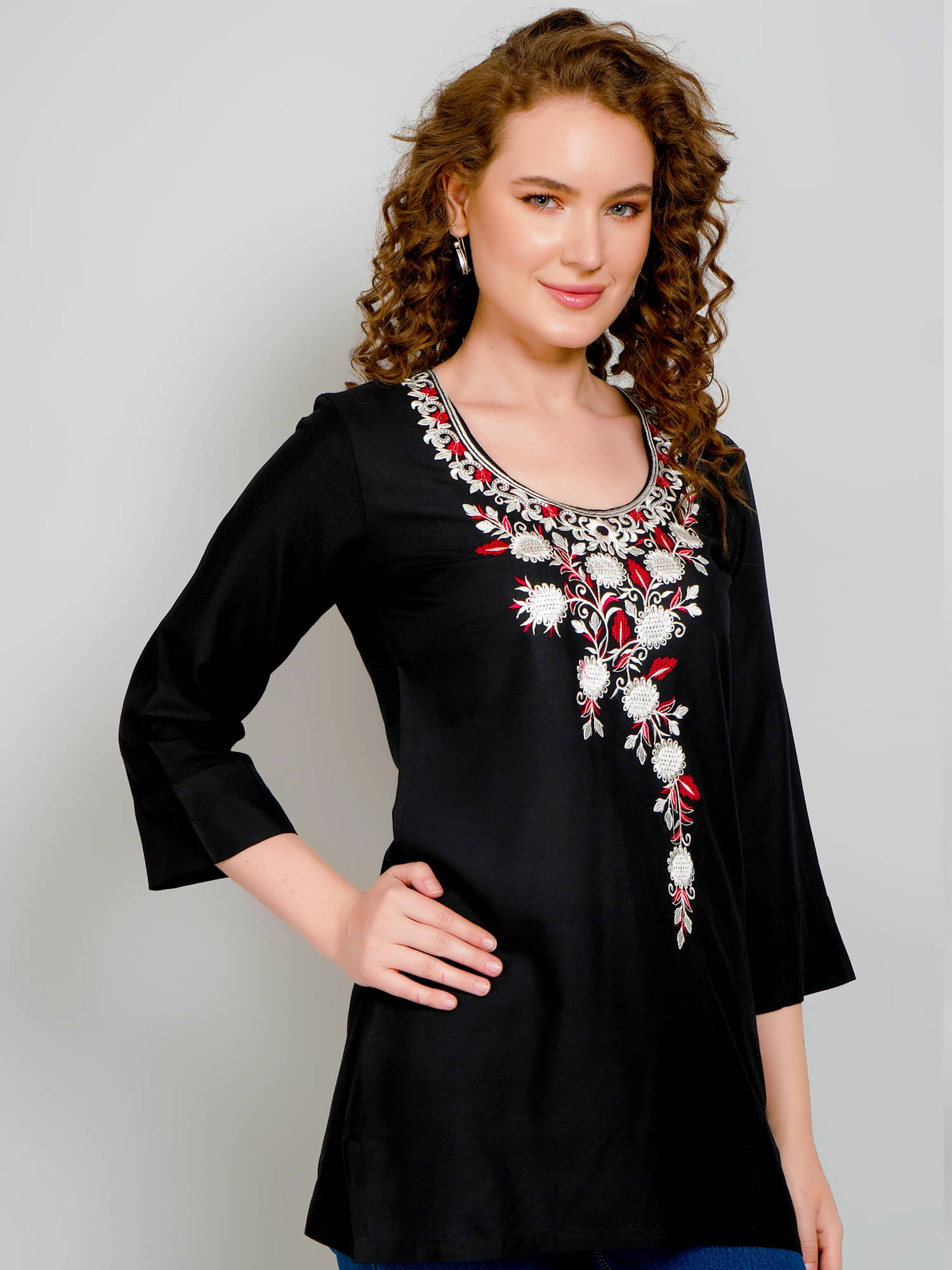     			Sufiana Women's Viscose Rayon Tunic ( Black )