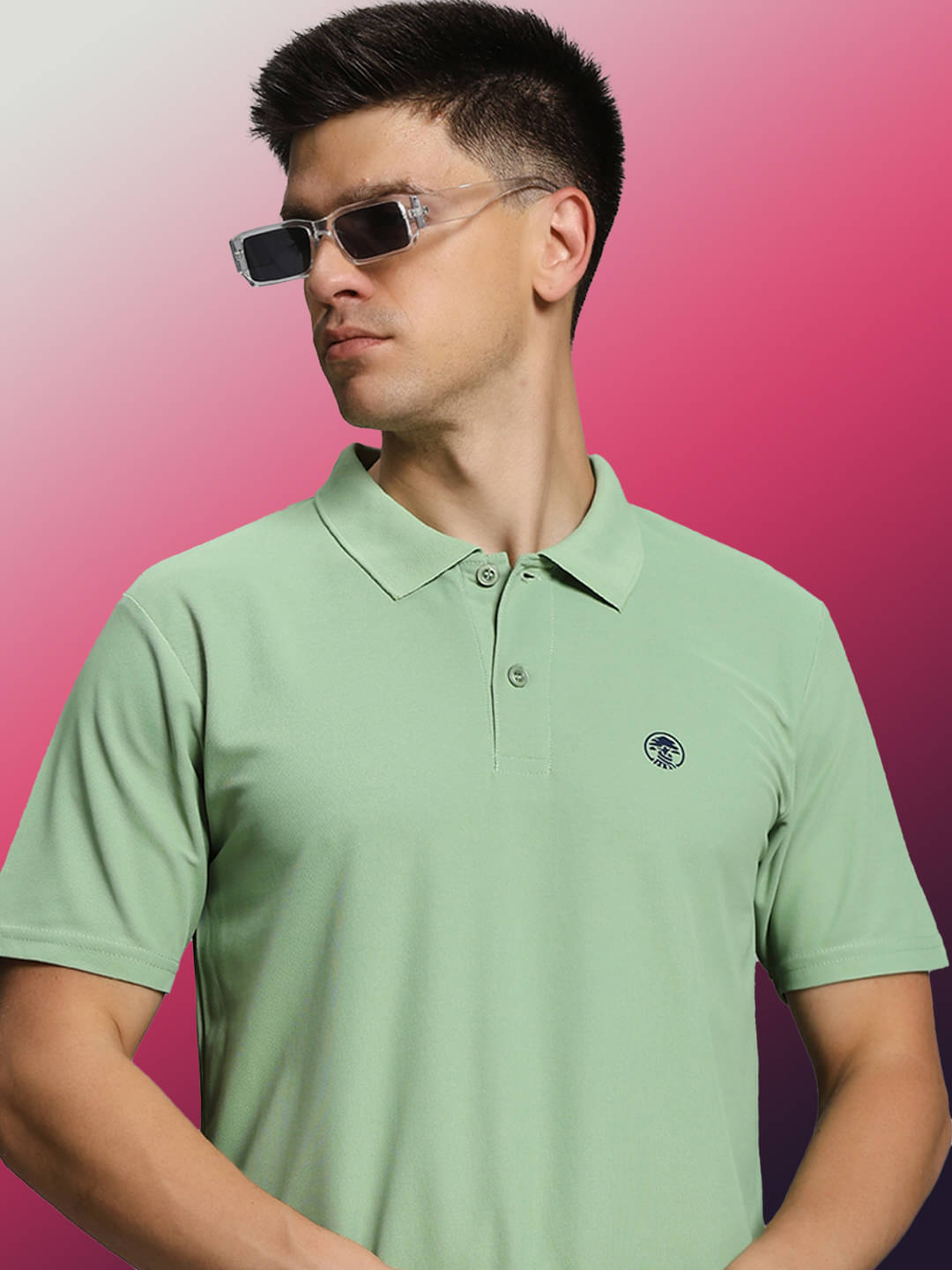     			TIMBER HITCH Men Cotton Blend Regular Fit Solid Polo T Shirt ( Sea Green )