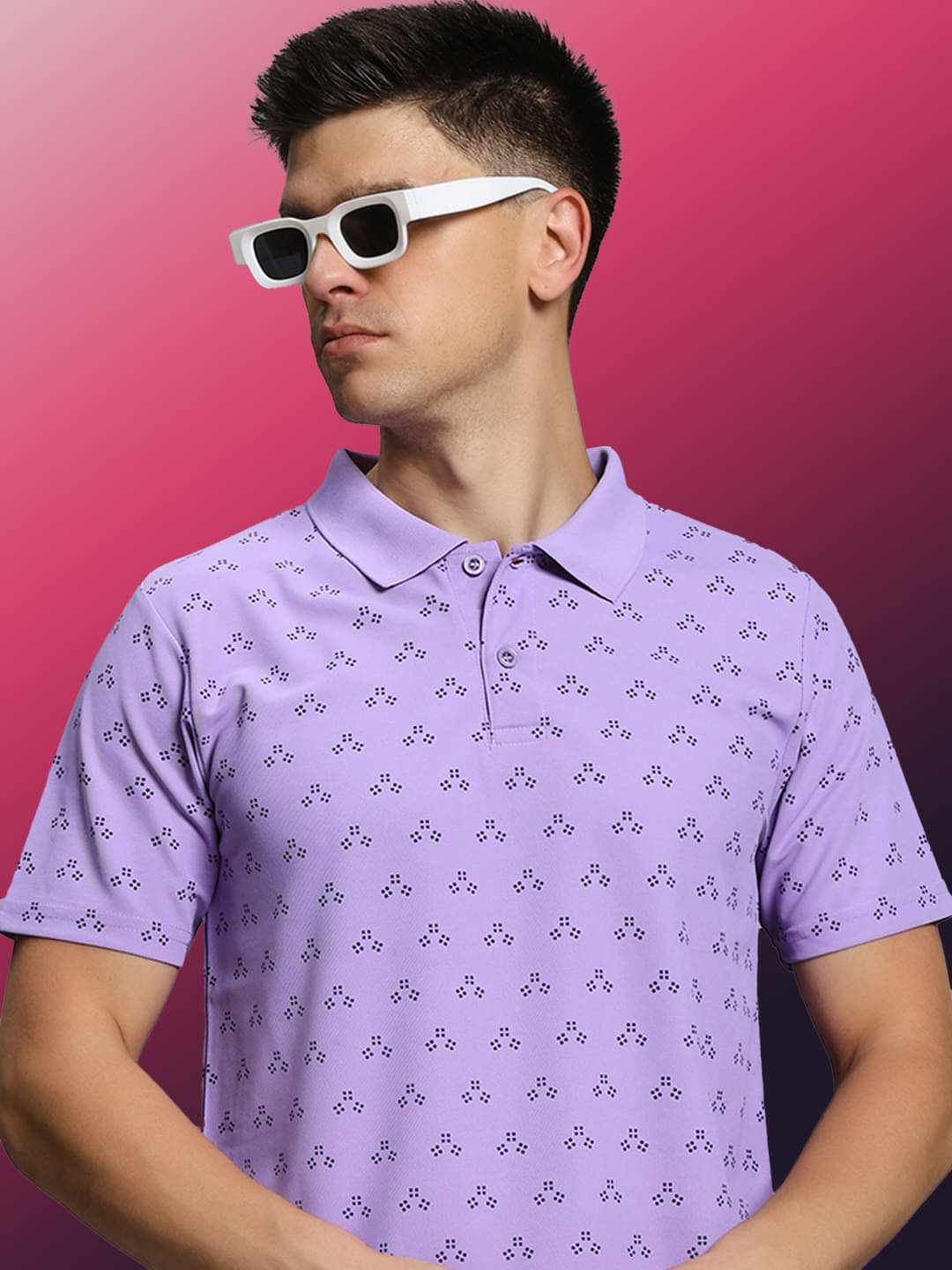 TIMBER HITCH Men Cotton Blend Regular Fit Printed Polo T Shirt ( Lavender ) TIMBER HITCH Men Cotton Blend Regular Fit Printed Polo T Shirt ( Lavender )