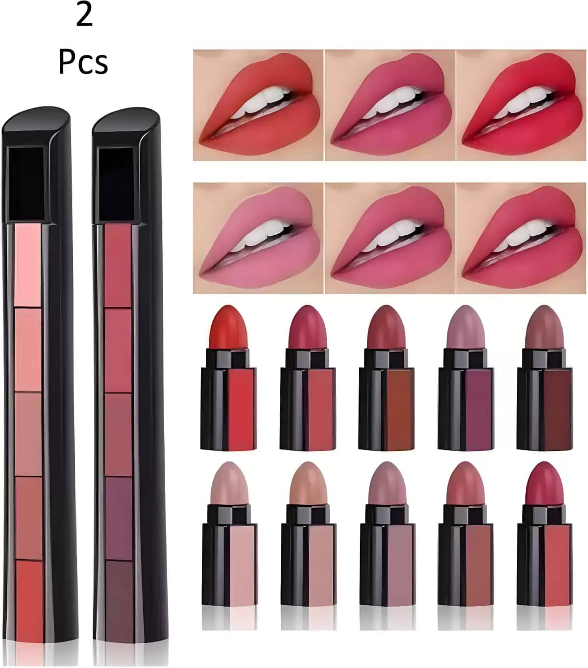     			VAGONS Multi Matte Long Lasting Crayon Lipstick ( Pack of 2 )
