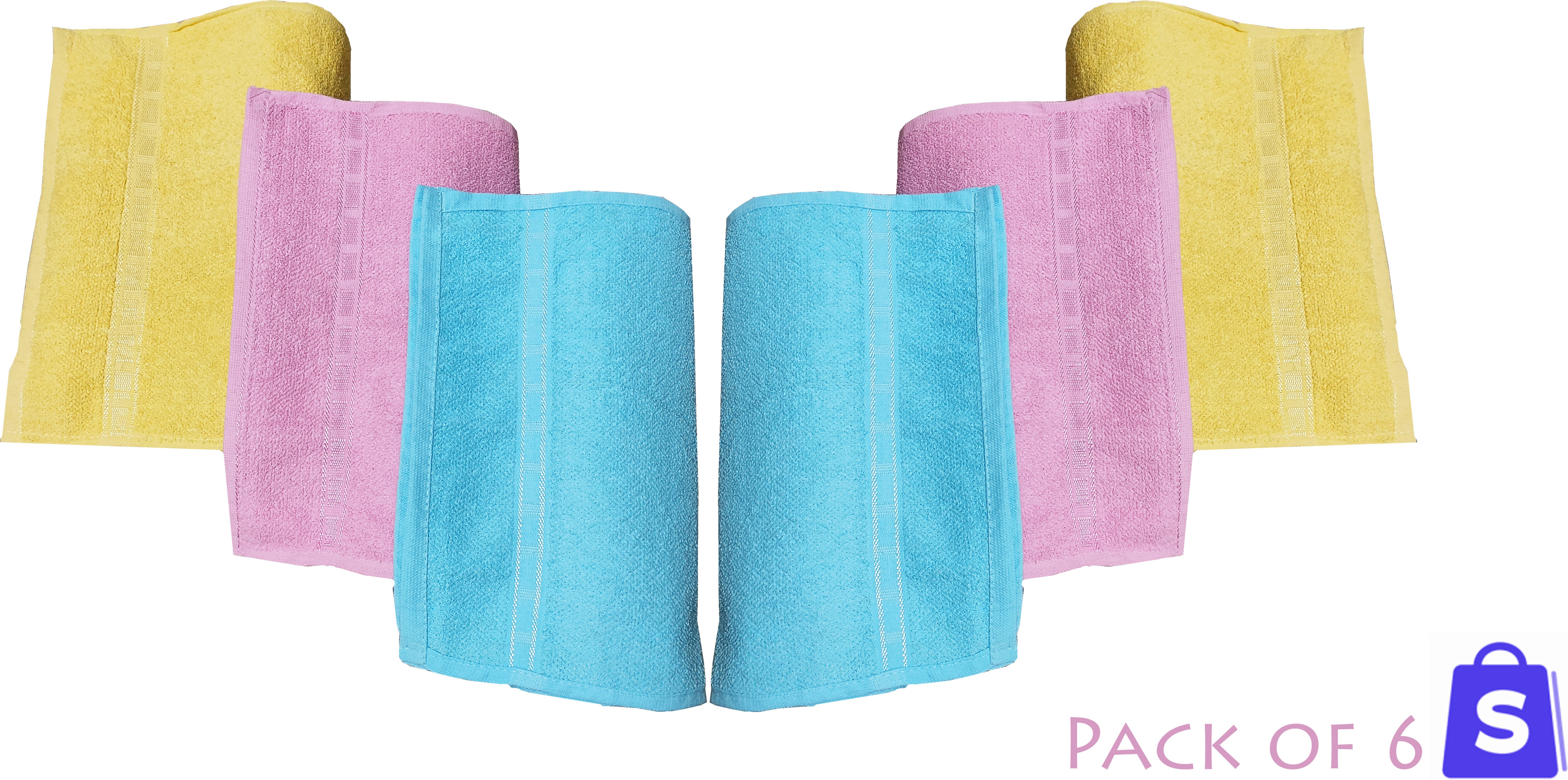 VISOKA TEX Cotton Solid Face Towel 351-400 GSM ( Pack of 6 ) - Multicolor VISOKA TEX Cotton Solid Face Towel 351-400 GSM ( Pack of 6 ) - Multicolor