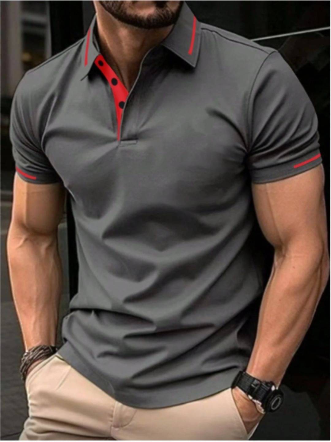     			Vamsi Men Cotton Blend Regular Fit Solid Polo T Shirt ( Grey )