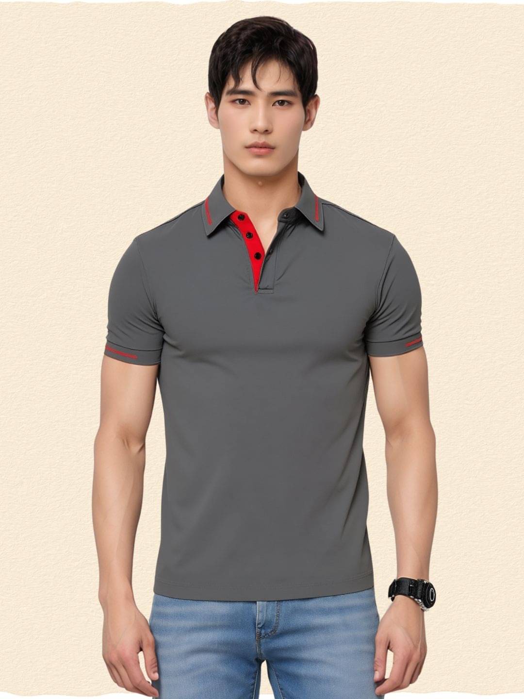 Vamsi Men Cotton Blend Regular Fit Solid Polo T Shirt ( Grey ) Vamsi Men Cotton Blend Regular Fit Solid Polo T Shirt ( Grey )
