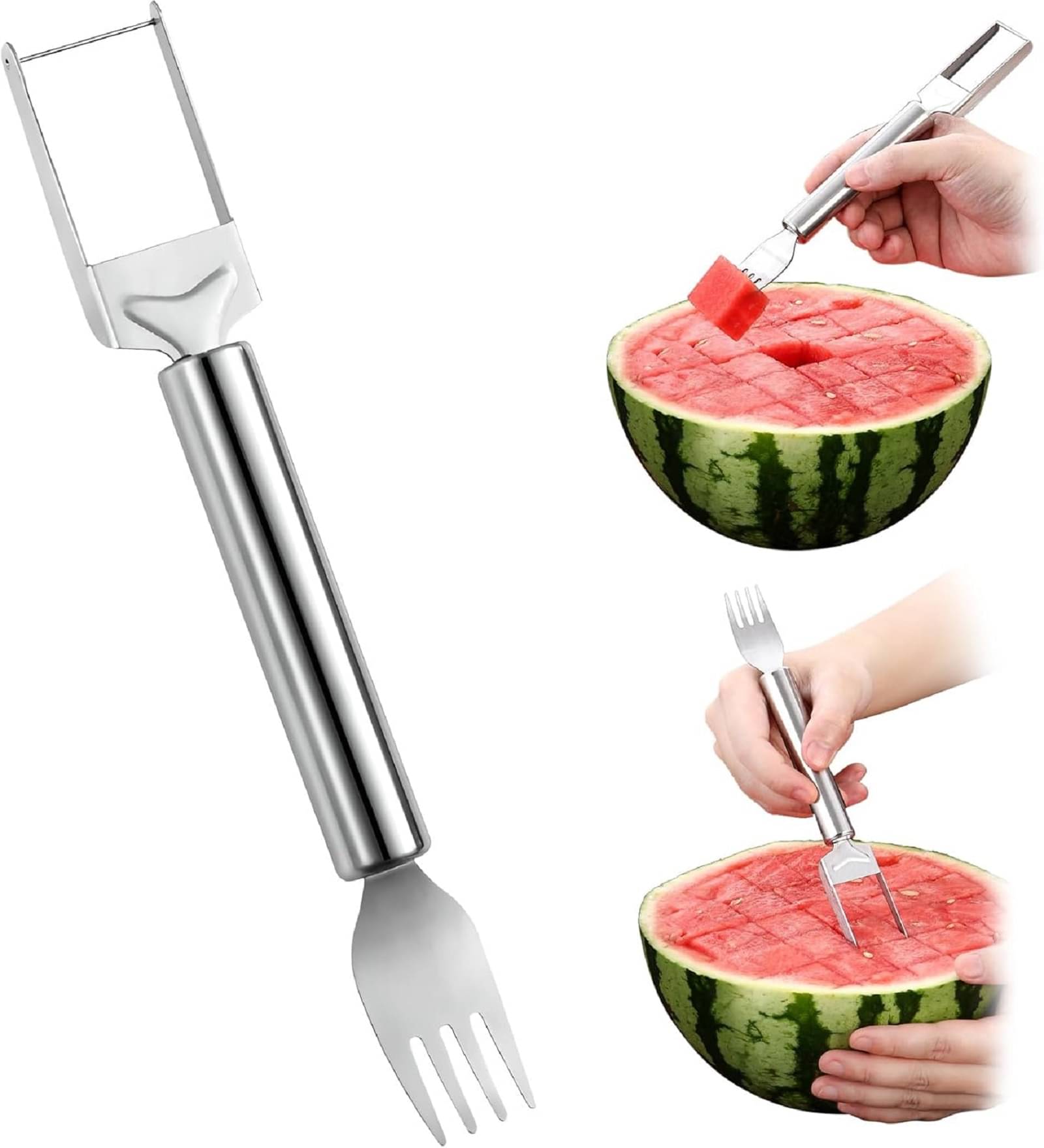     			VillWin Silver Stainless Steel 2-in-1 Watermelon Fork Slicer ( Set of 1 )