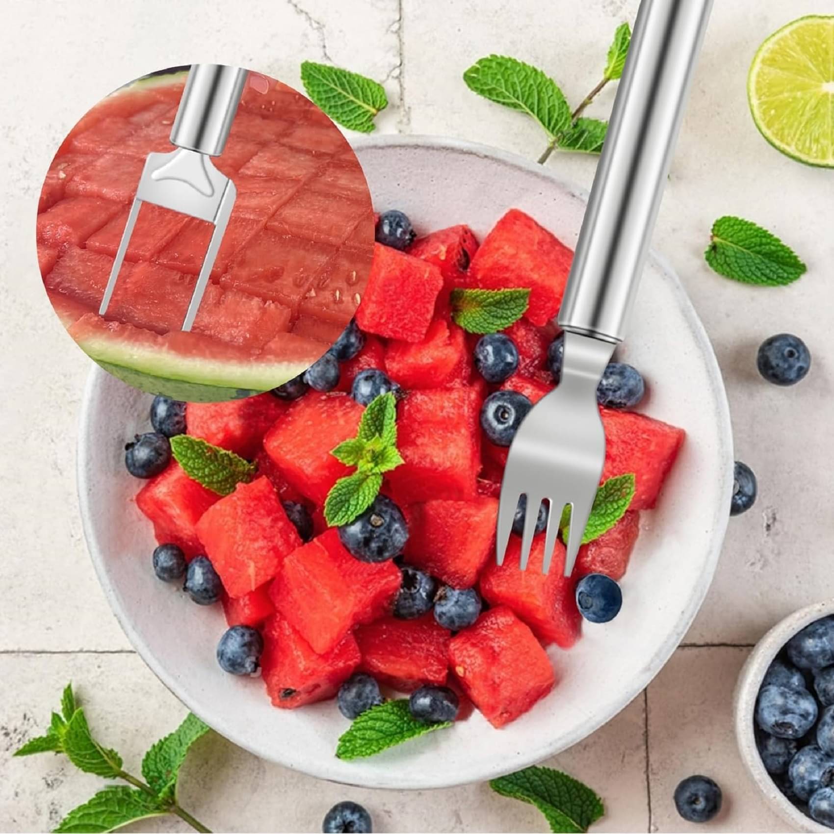     			VillWin Silver Stainless Steel 2-in-1 Watermelon Fork Slicer ( Set of 1 )