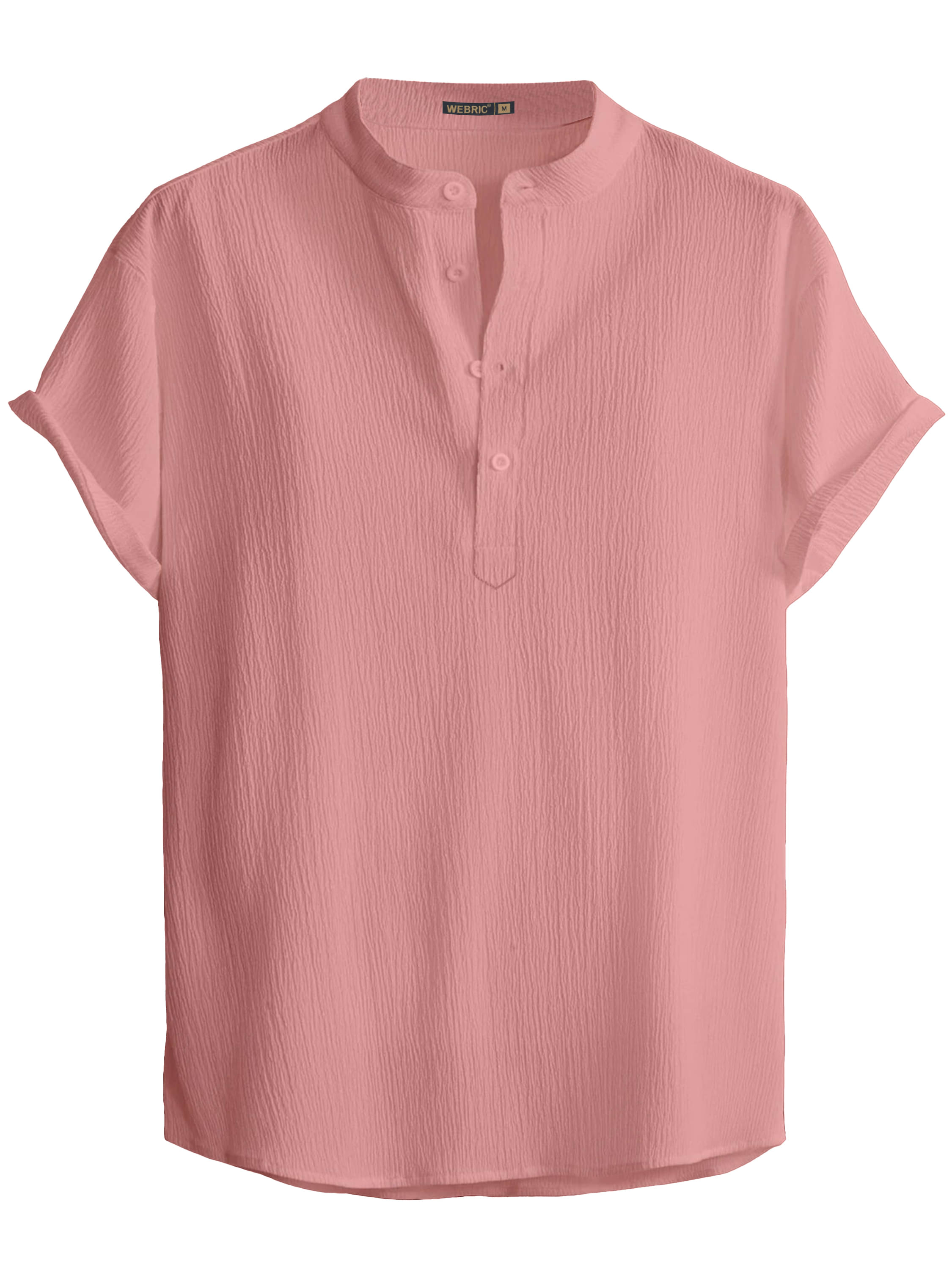 WEBRIC Poly Cotton Regular Fit Self Design Half Sleeves Men's Casual Shirt - Peach ( Pack of 1 )     			WEBRIC Poly Cotton Regular Fit Self Design Half Sleeves Men's Casual Shirt - Peach ( Pack of 1 )